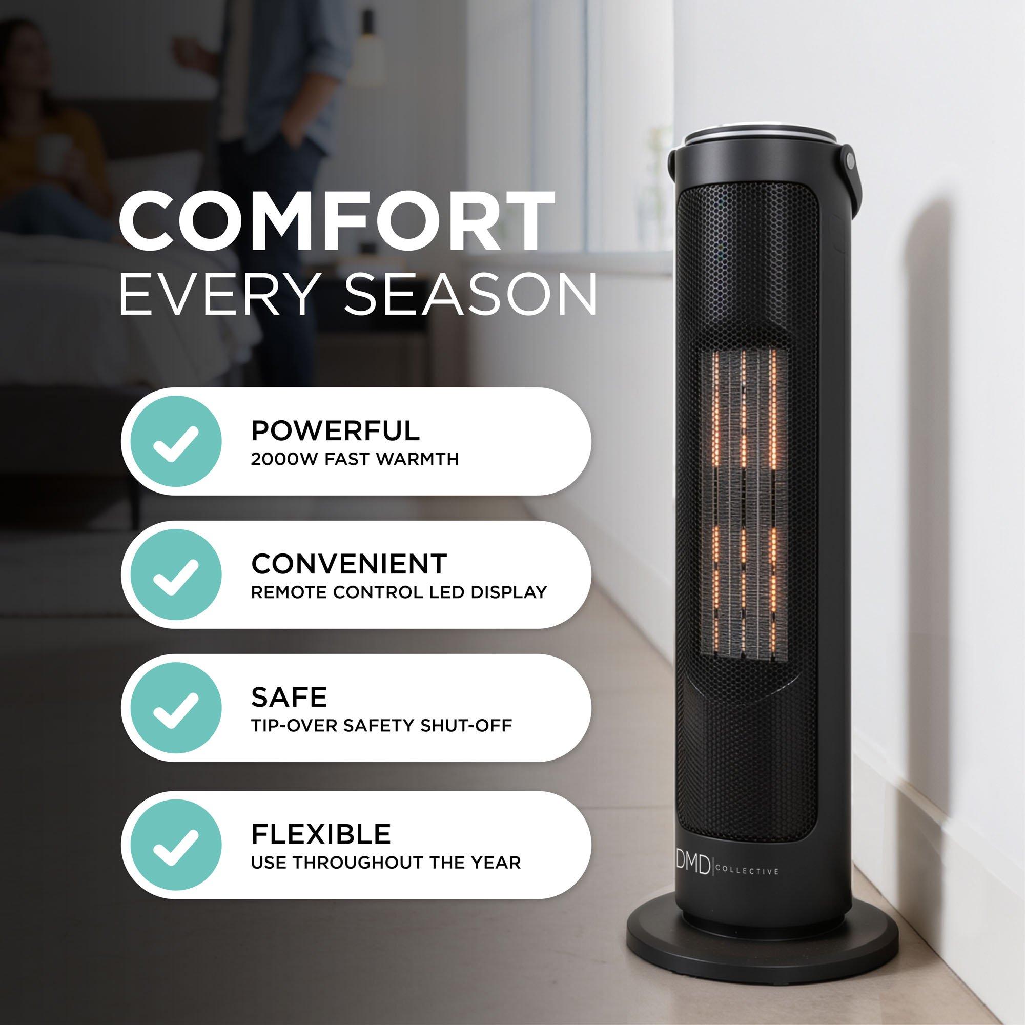Black - DMD Collective - Ceramic Heater with Oscillation & Timer - 4