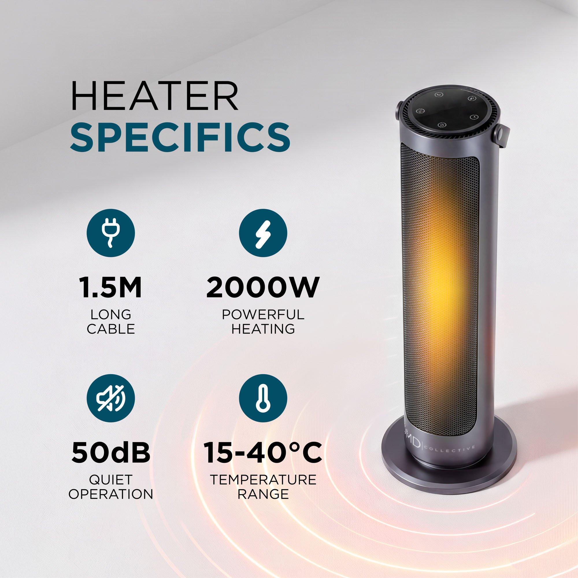 Black - DMD Collective - Ceramic Heater with Oscillation & Timer - 7