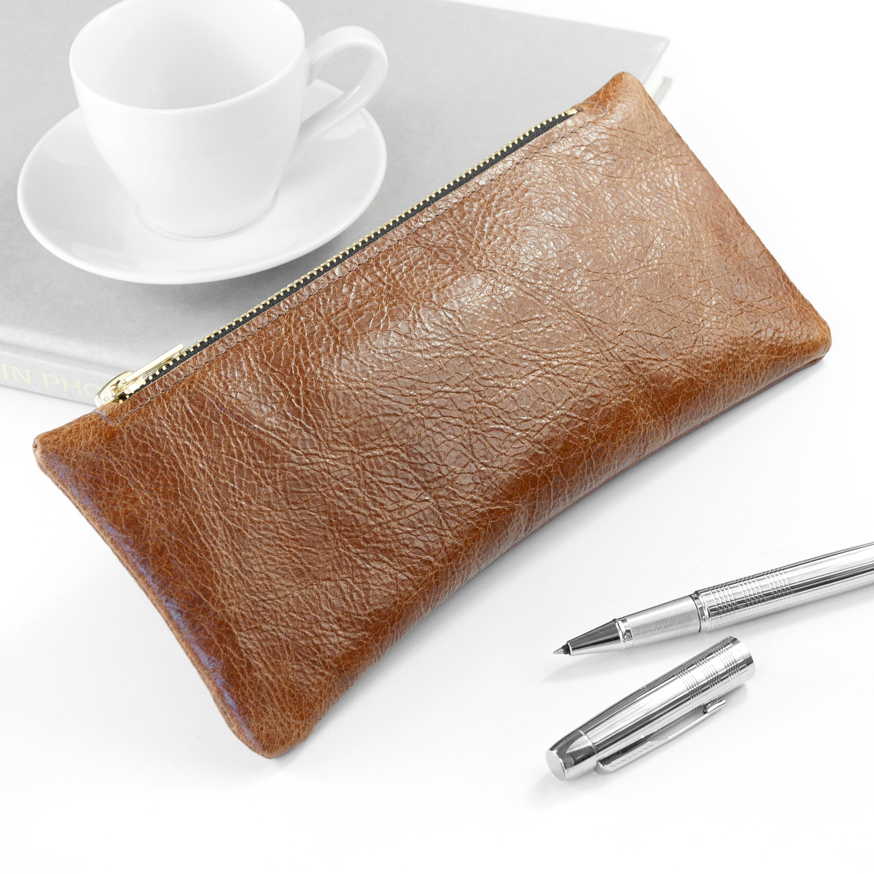 Tan - Treat Republic - Leather Pencil Case