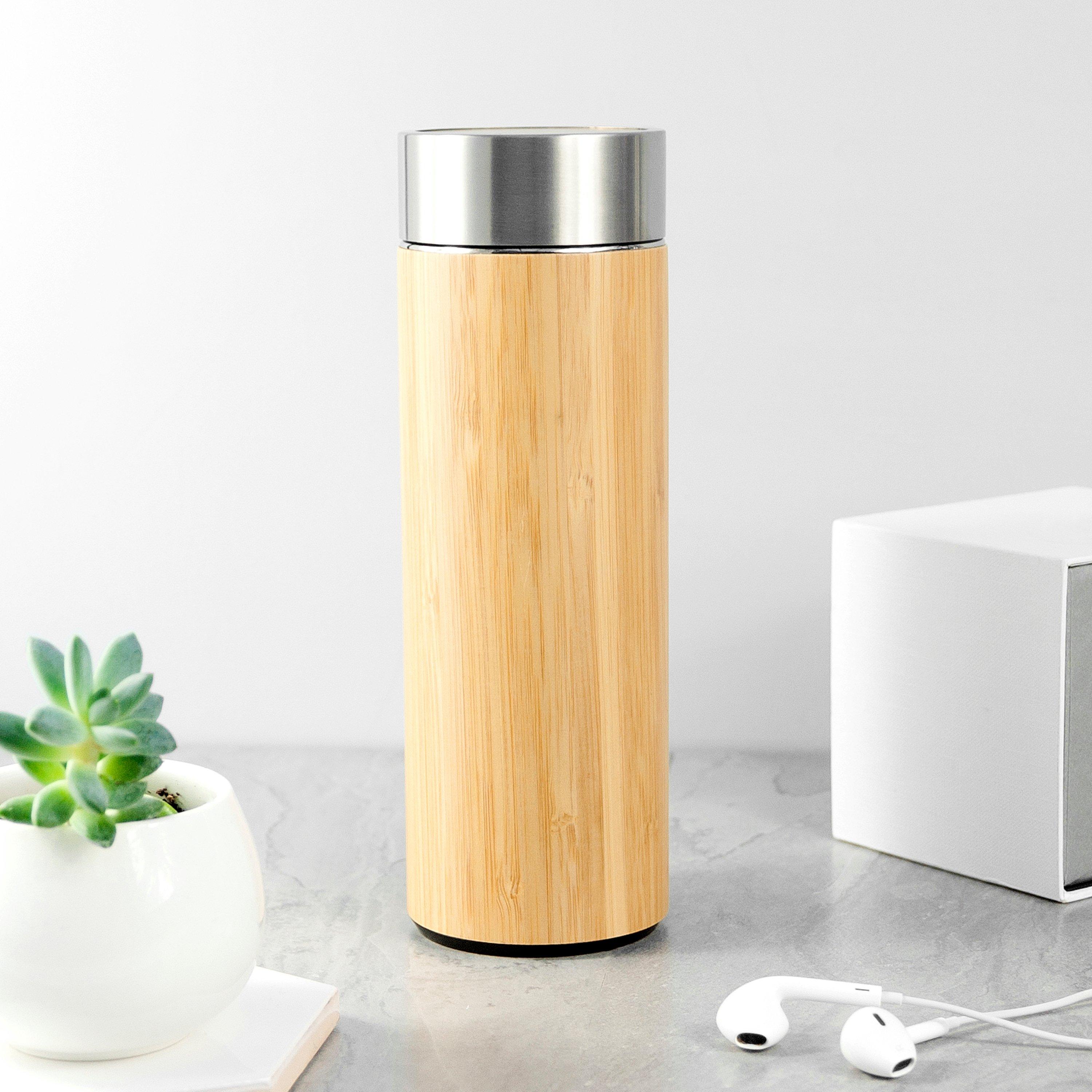 Brown - Treat Republic - Bamboo Thermos Flask with Tea Strainer