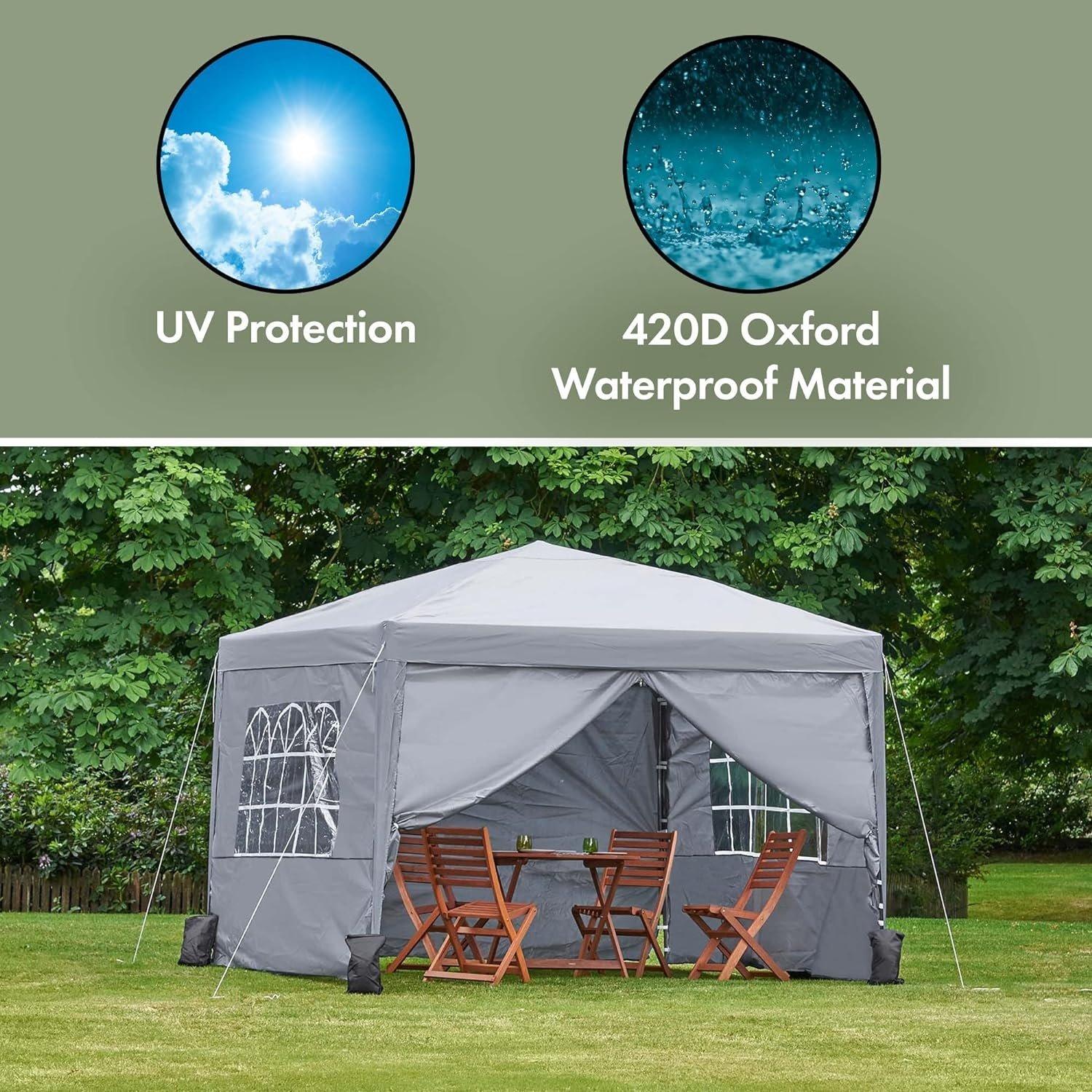 Grey - VonHaus - VonHaus Pop Up Gazebo including sides - 2