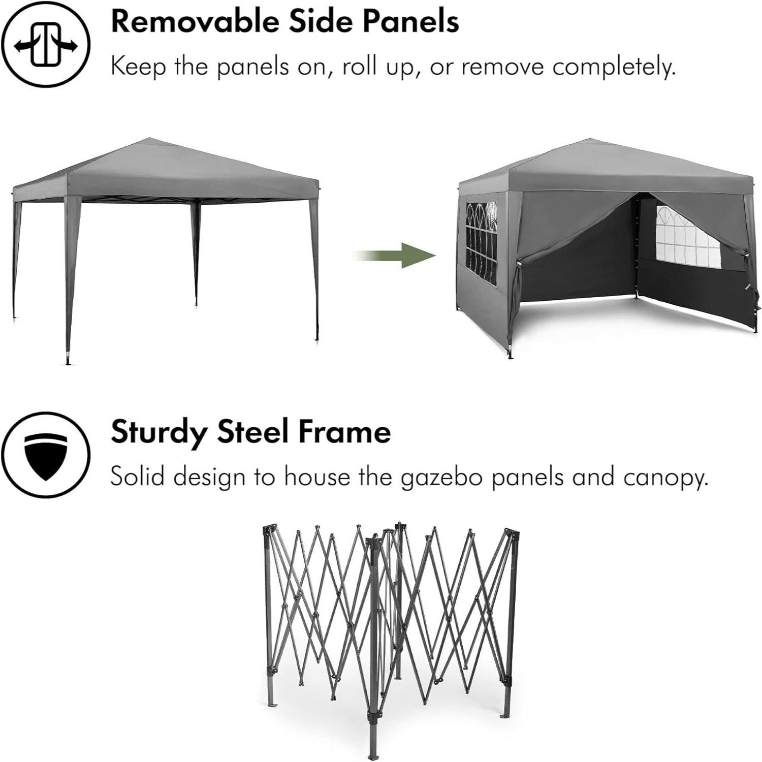 Grey - VonHaus - VonHaus Pop Up Gazebo including sides - 3