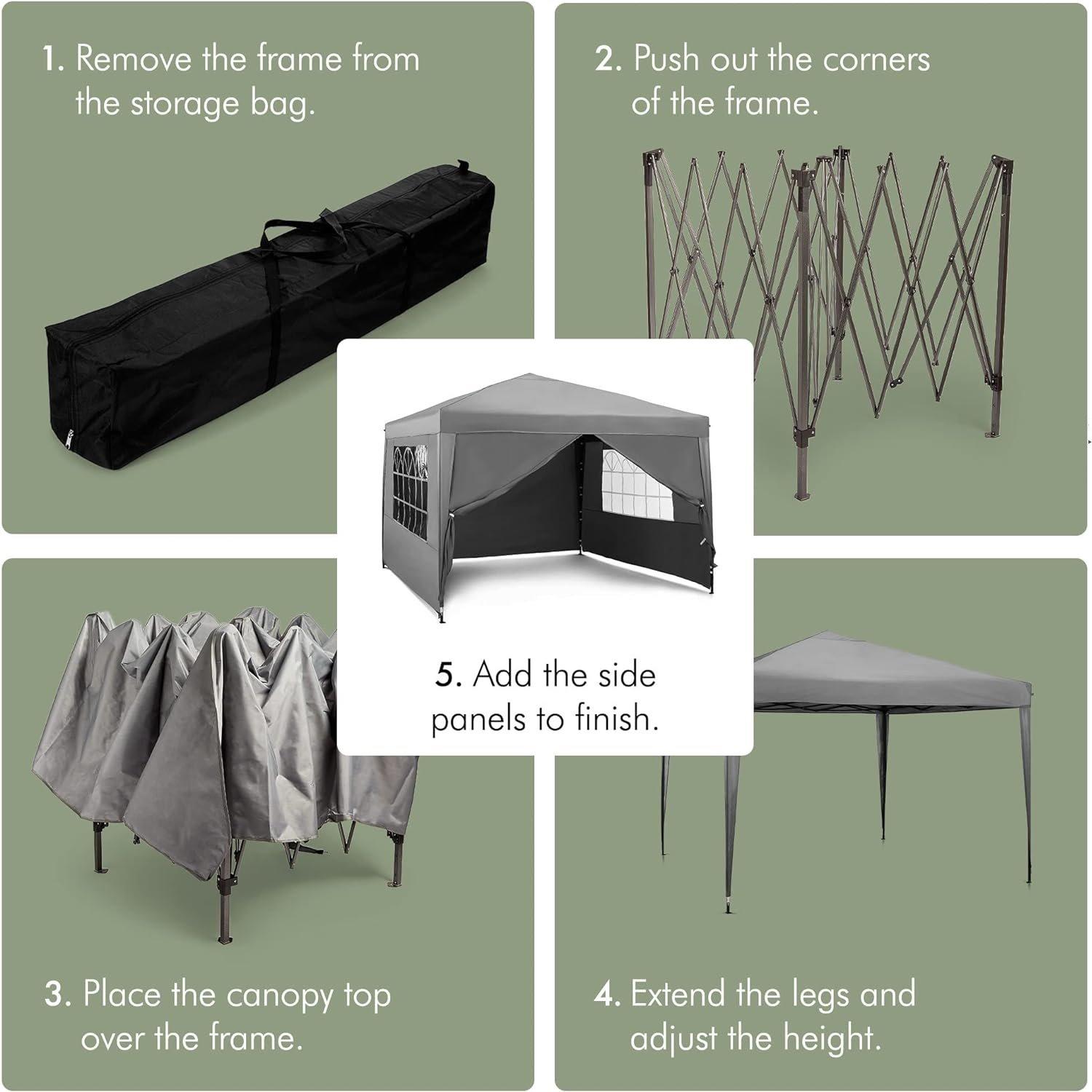 Grey - VonHaus - VonHaus Pop Up Gazebo including sides - 4