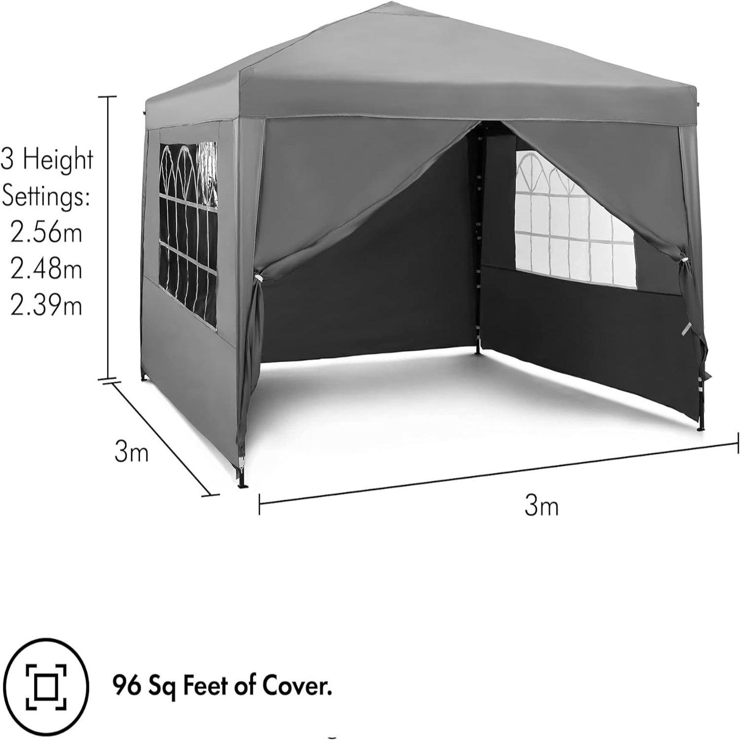 Grey - VonHaus - VonHaus Pop Up Gazebo including sides - 6