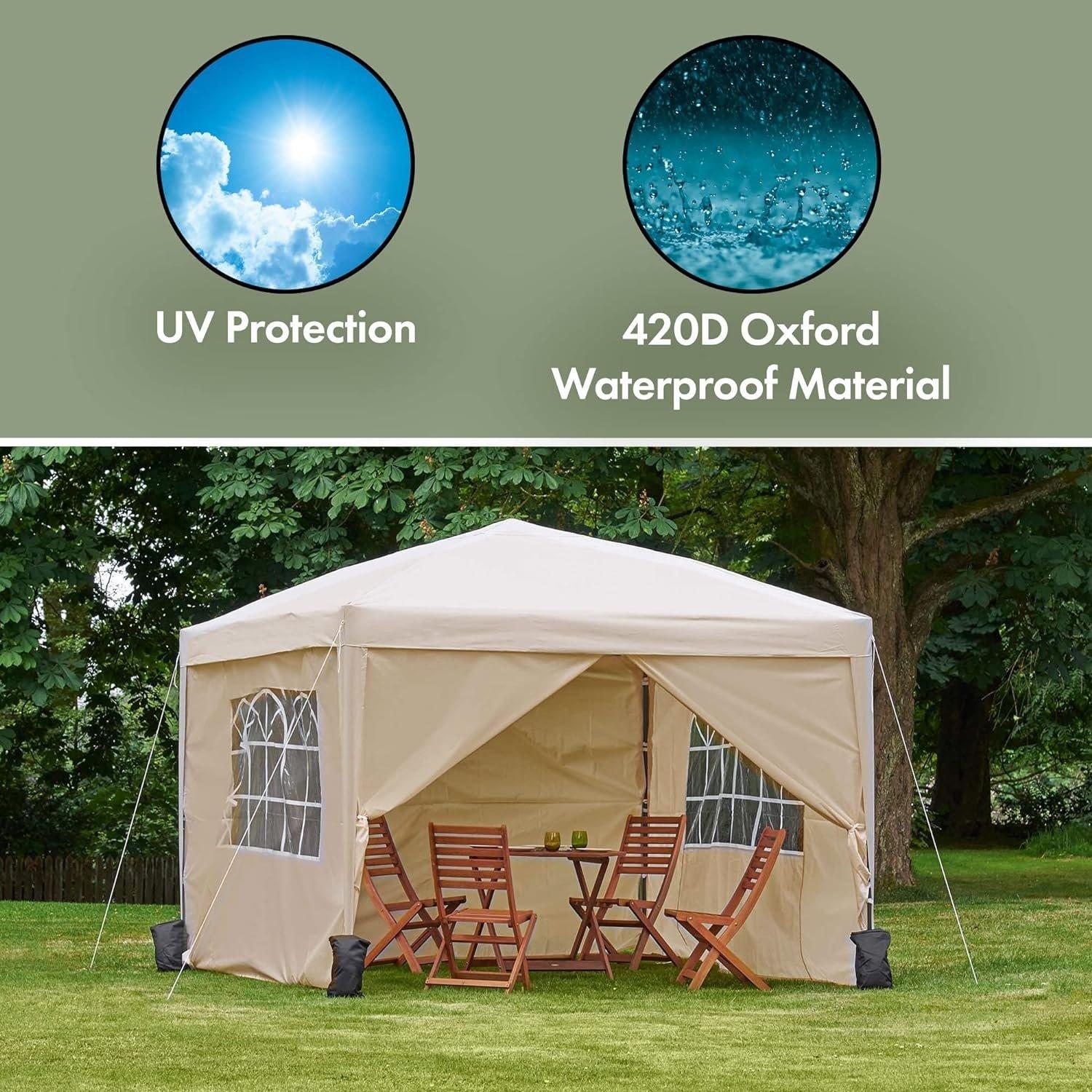 Beige - VonHaus - VonHaus Pop Up Gazebo including sides - 2