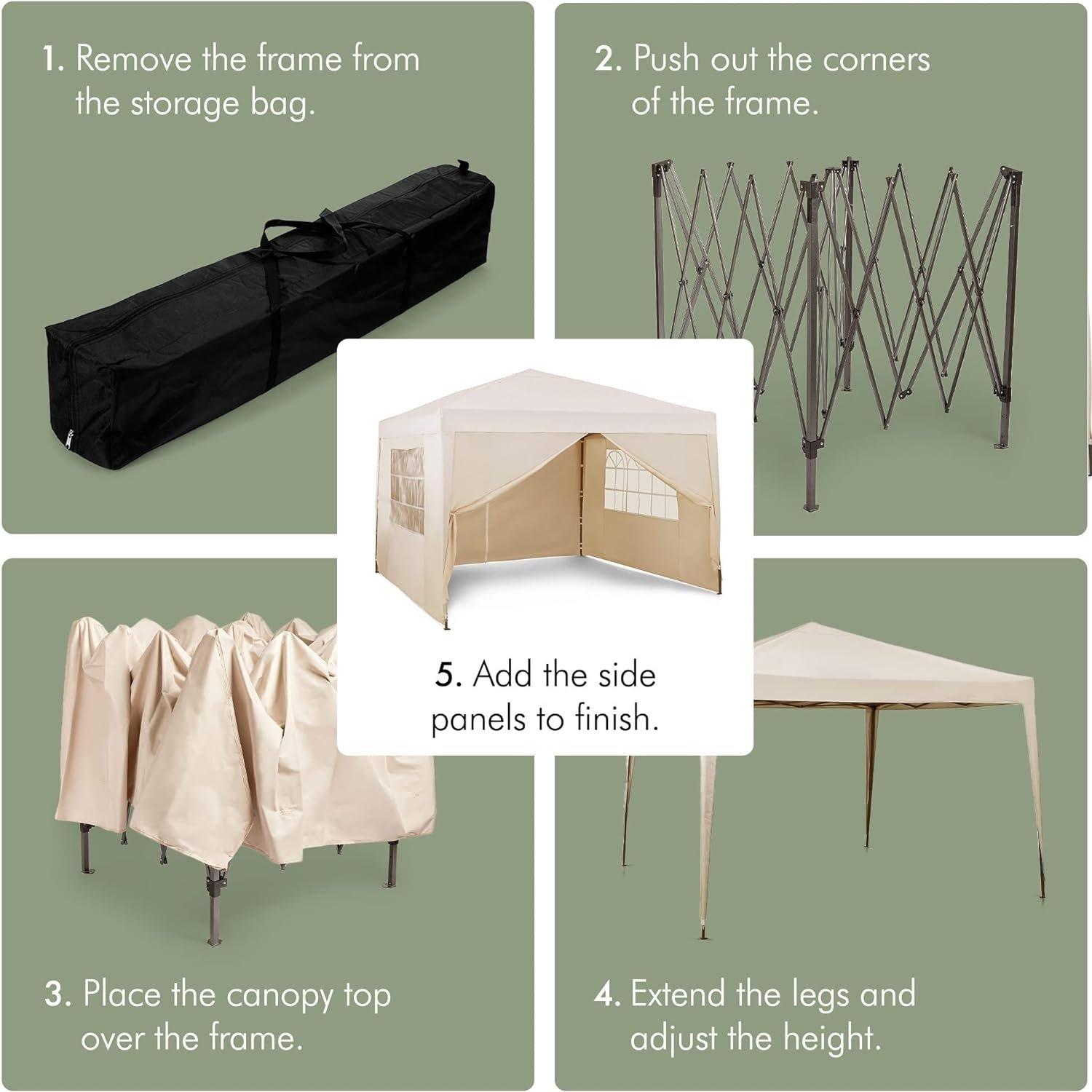 Beige - VonHaus - VonHaus Pop Up Gazebo including sides - 4