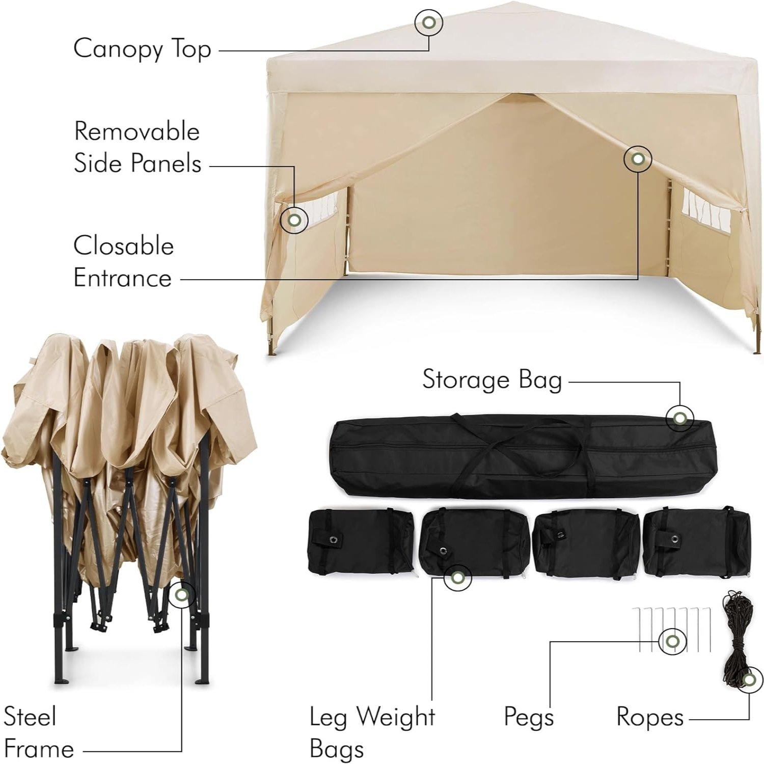 Beige - VonHaus - VonHaus Pop Up Gazebo including sides - 5