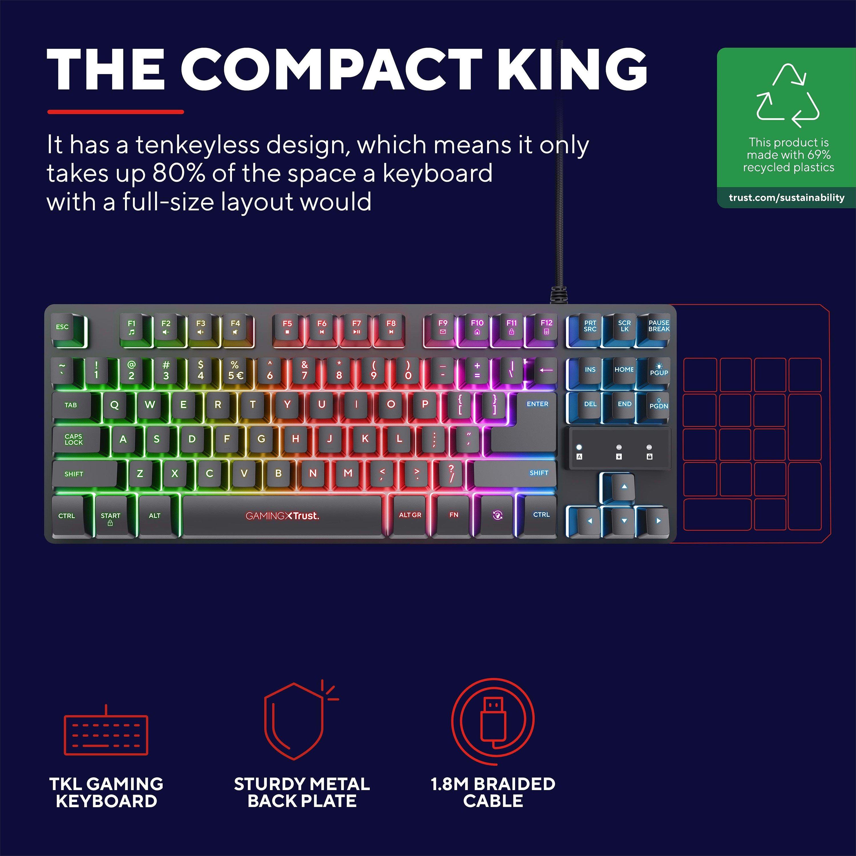 Crna - Trust - GXT833 Thado TKL Keyboard Black - 5