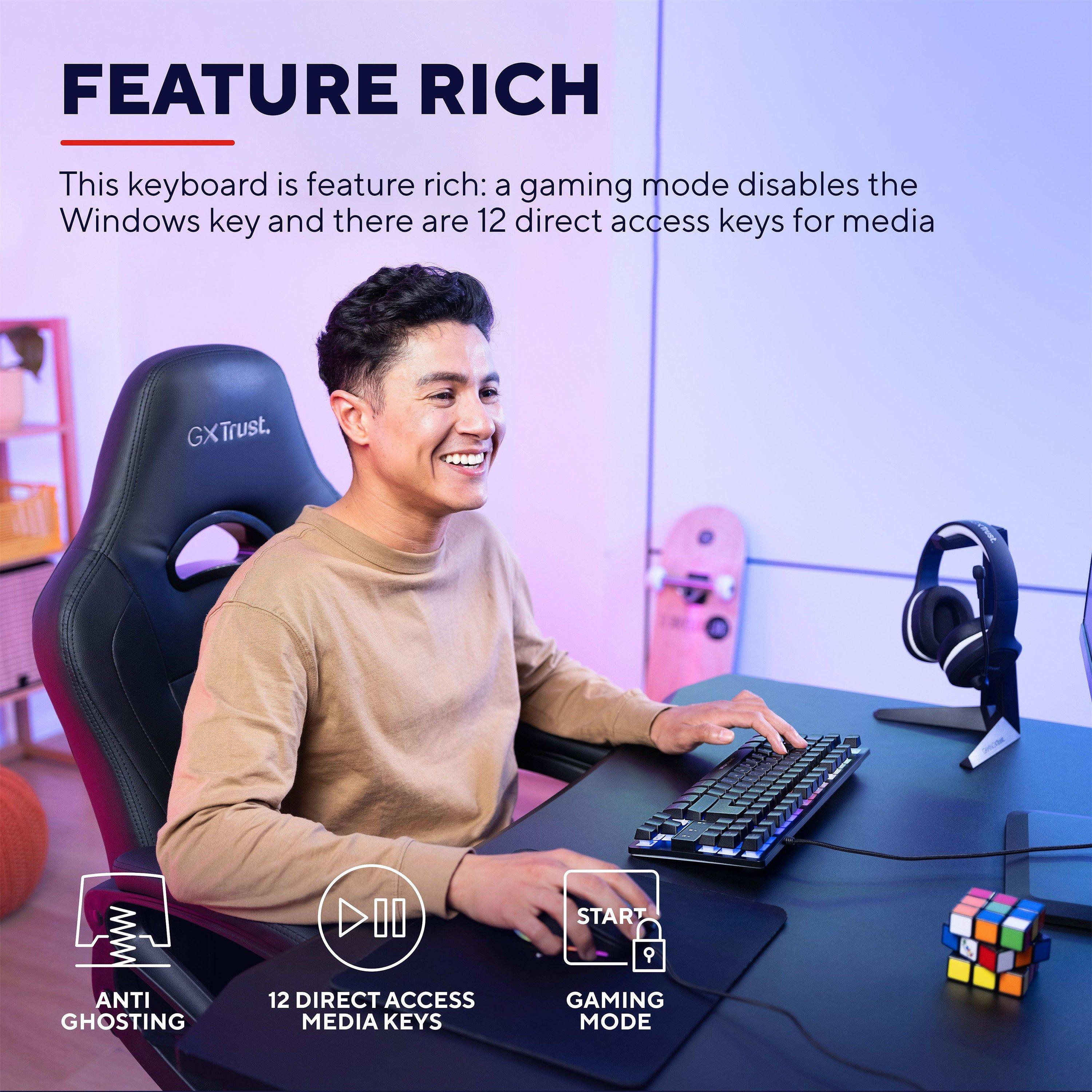 Crna - Trust - GXT833 Thado TKL Keyboard Black - 7