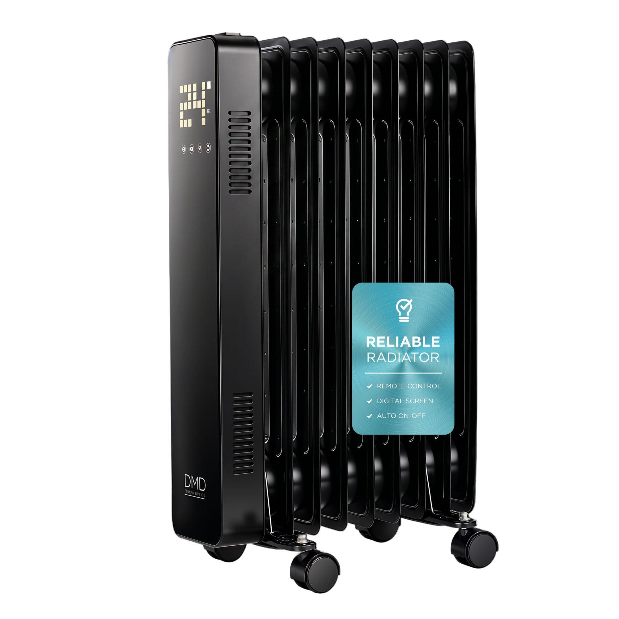 Black - DMD Collective - 9-Fin Oil-Filled Radiator with Remote & Timer 2000 - 1