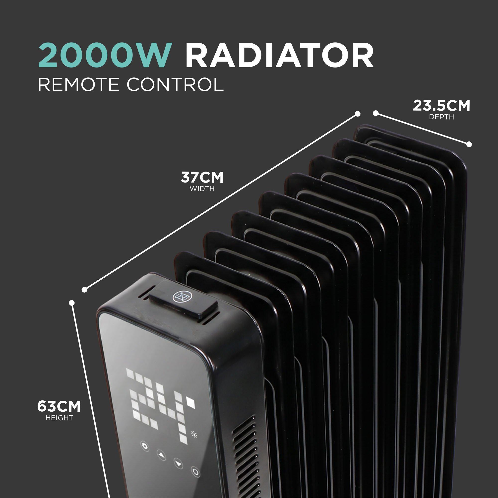 Black - DMD Collective - 9-Fin Oil-Filled Radiator with Remote & Timer 2000 - 2