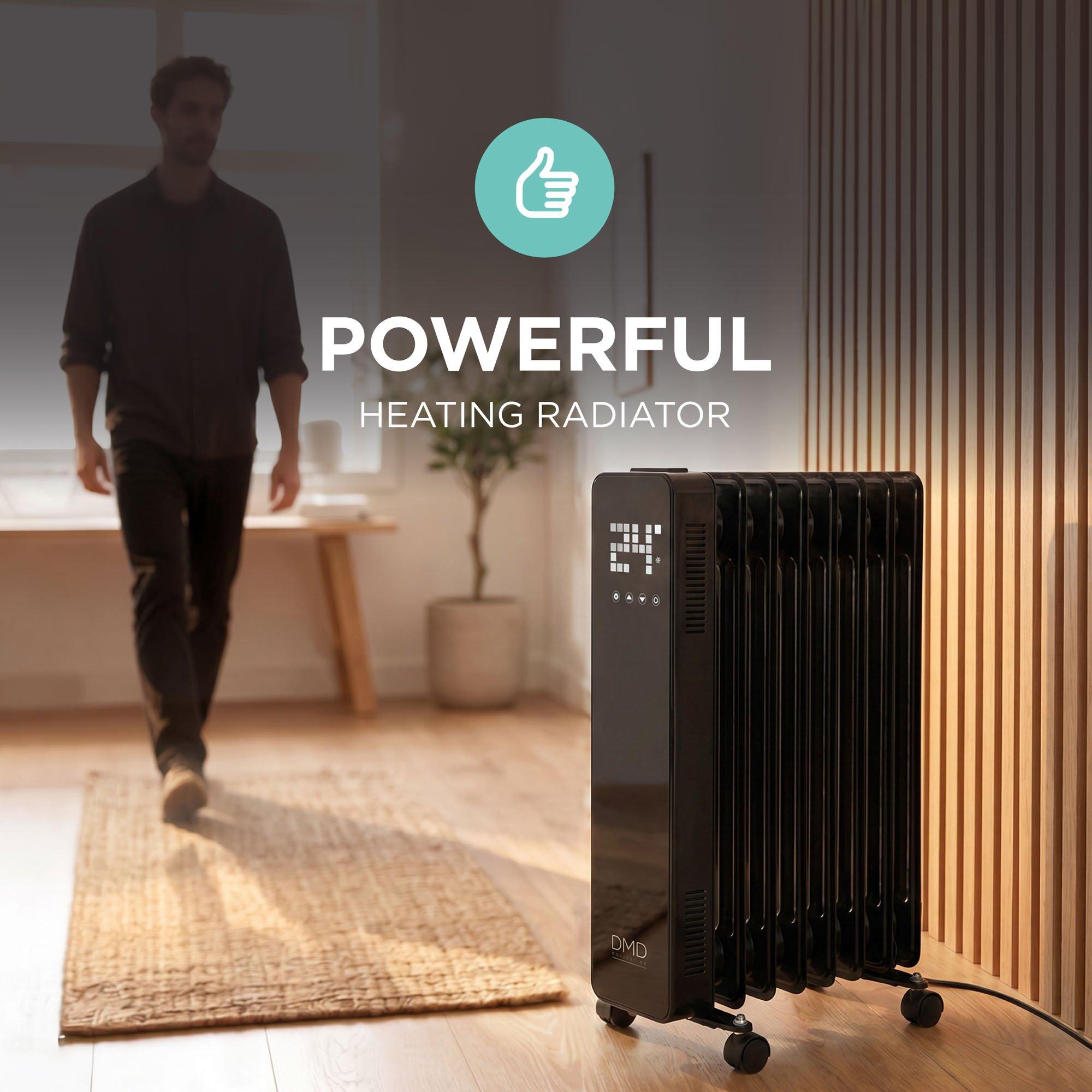 Black - DMD Collective - 9-Fin Oil-Filled Radiator with Remote & Timer 2000 - 7