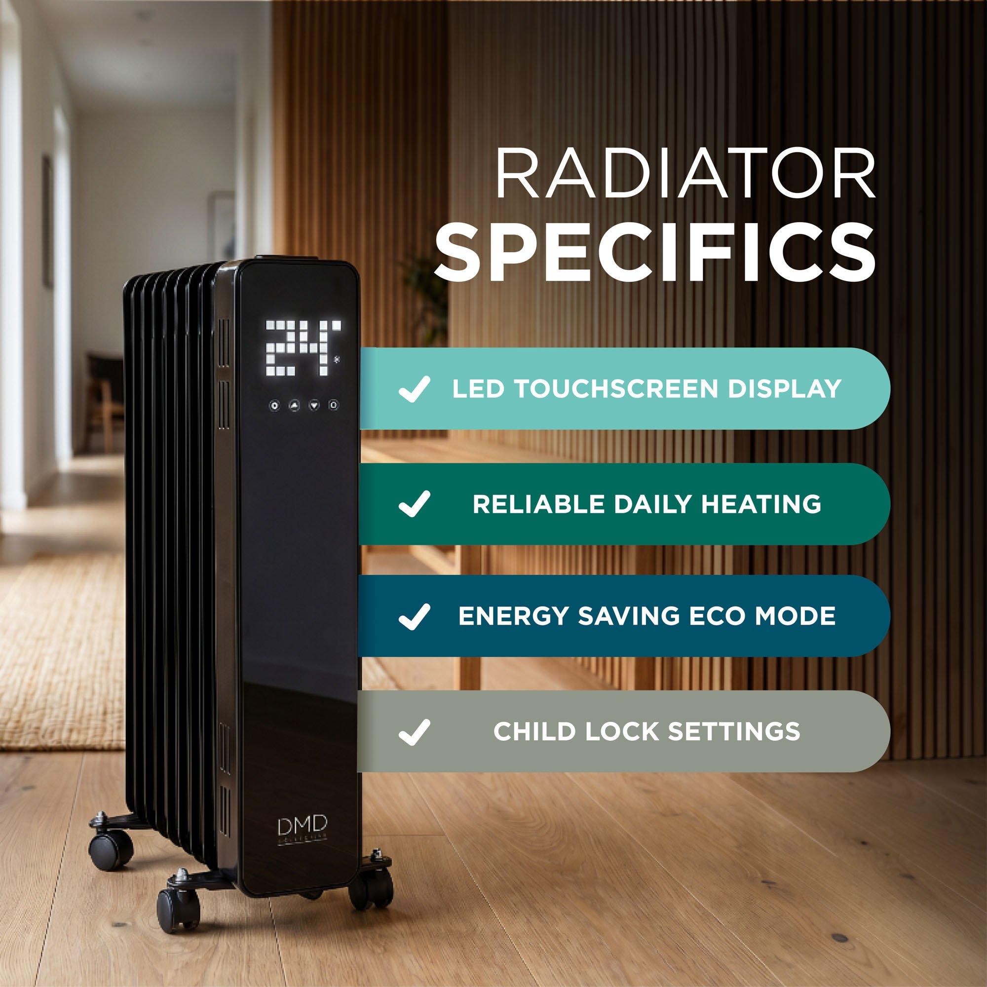Black - DMD Collective - 9-Fin Oil-Filled Radiator with Remote & Timer 2000 - 8