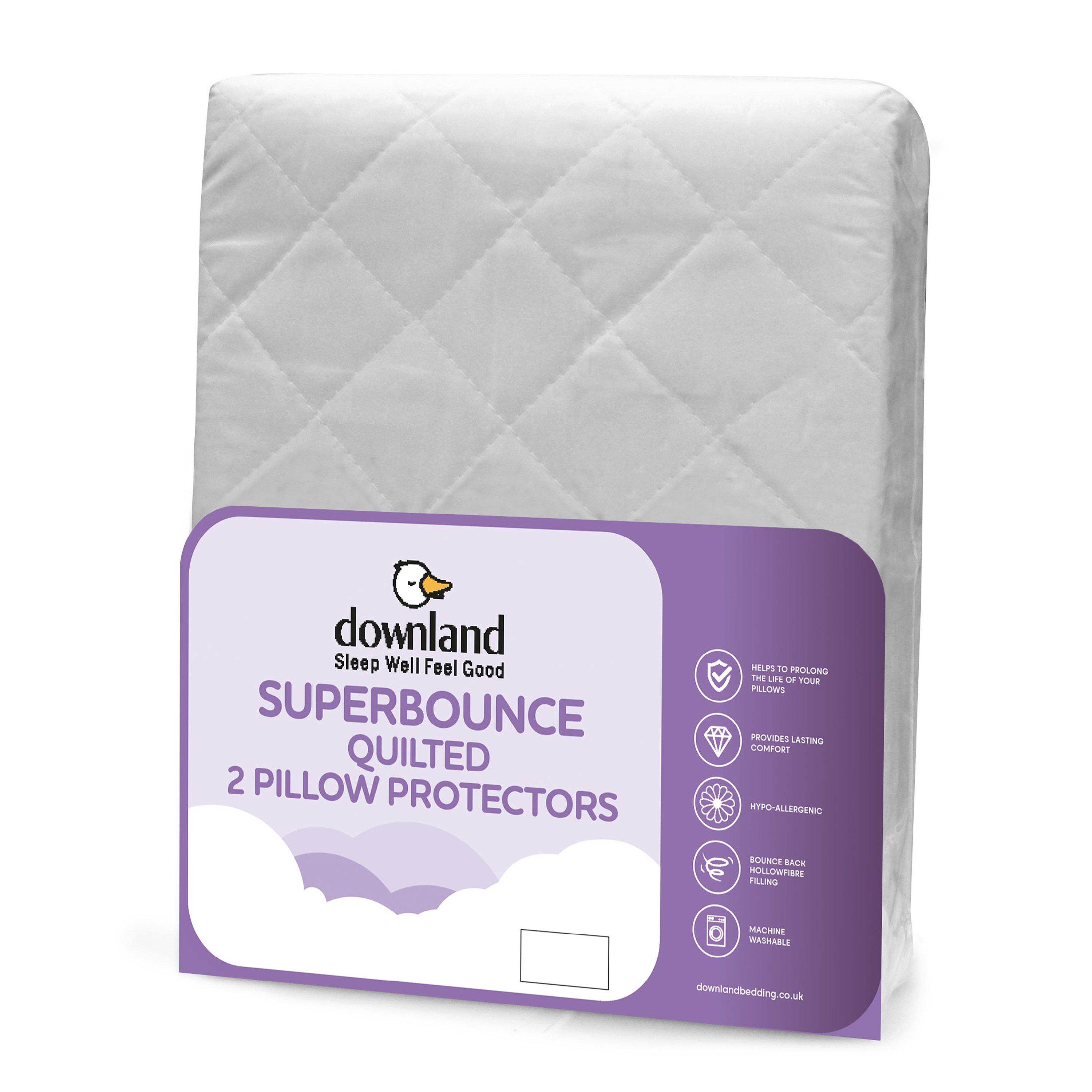 White - Downland - Superbounce Quilted Pillow Protector Pair - 1