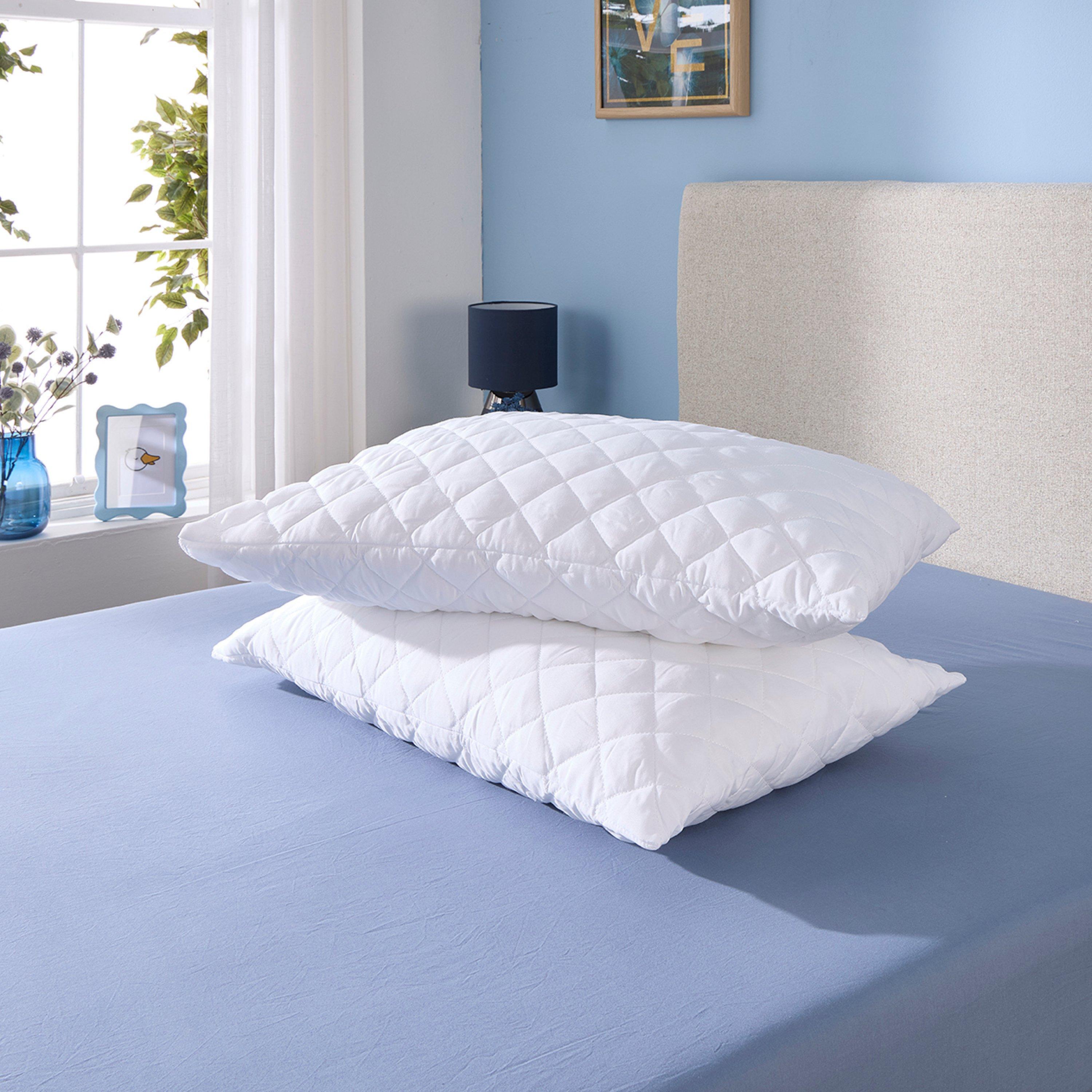 White - Downland - Superbounce Quilted Pillow Protector Pair - 2