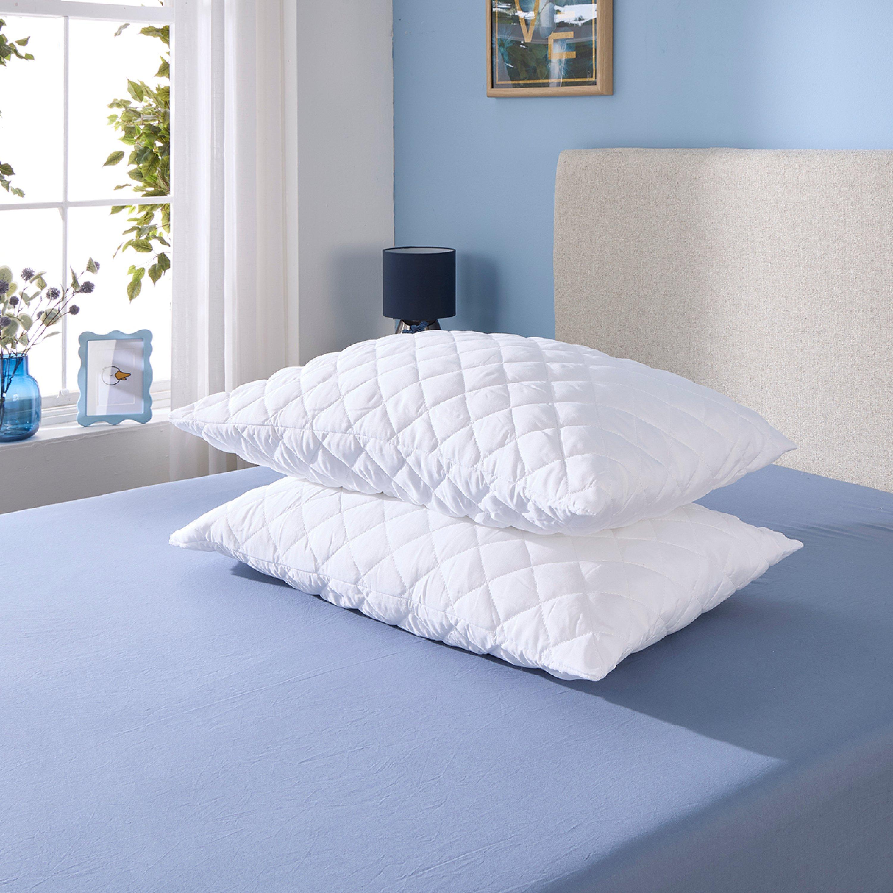 White - Downland - Superbounce Quilted Pillow Protector Pair - 3