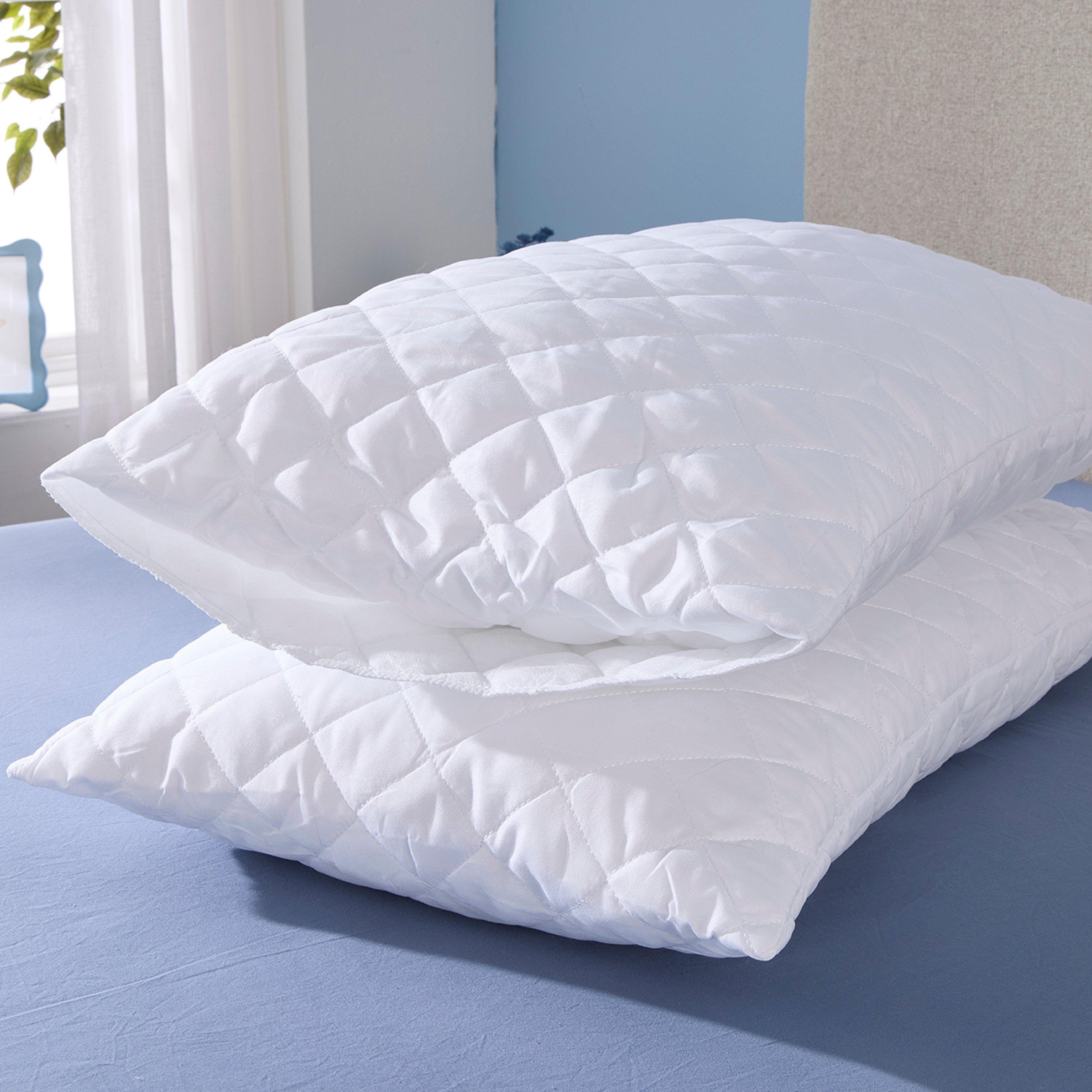 White - Downland - Superbounce Quilted Pillow Protector Pair - 6