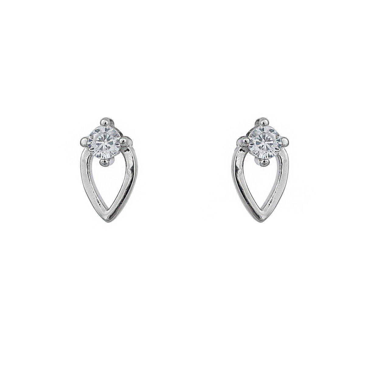 Espree Women's Fashion Rhodium Stud Cz Earrings - Silver