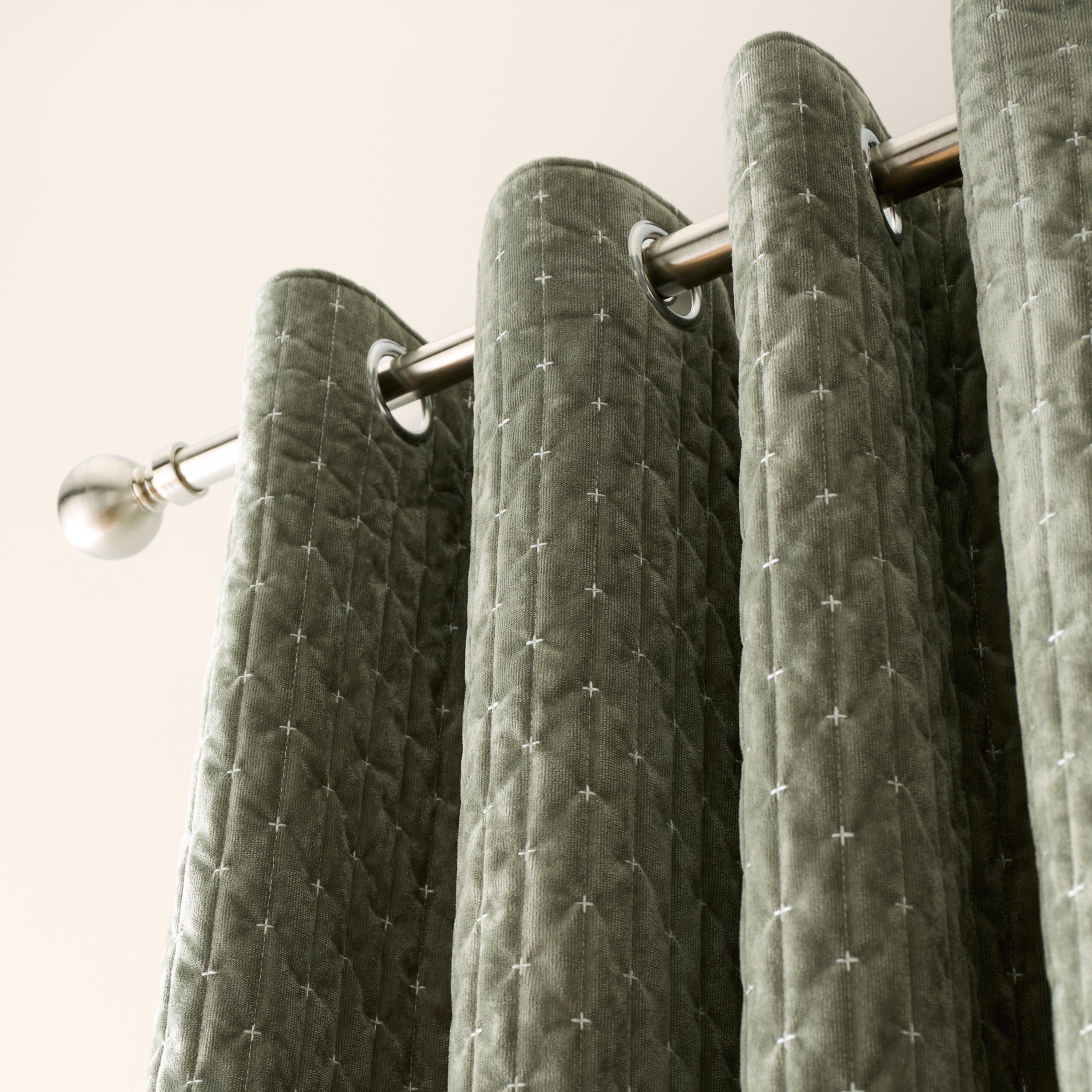 Green - Bianca - Attica Velvet Blackout Eyelet Curtains - 3