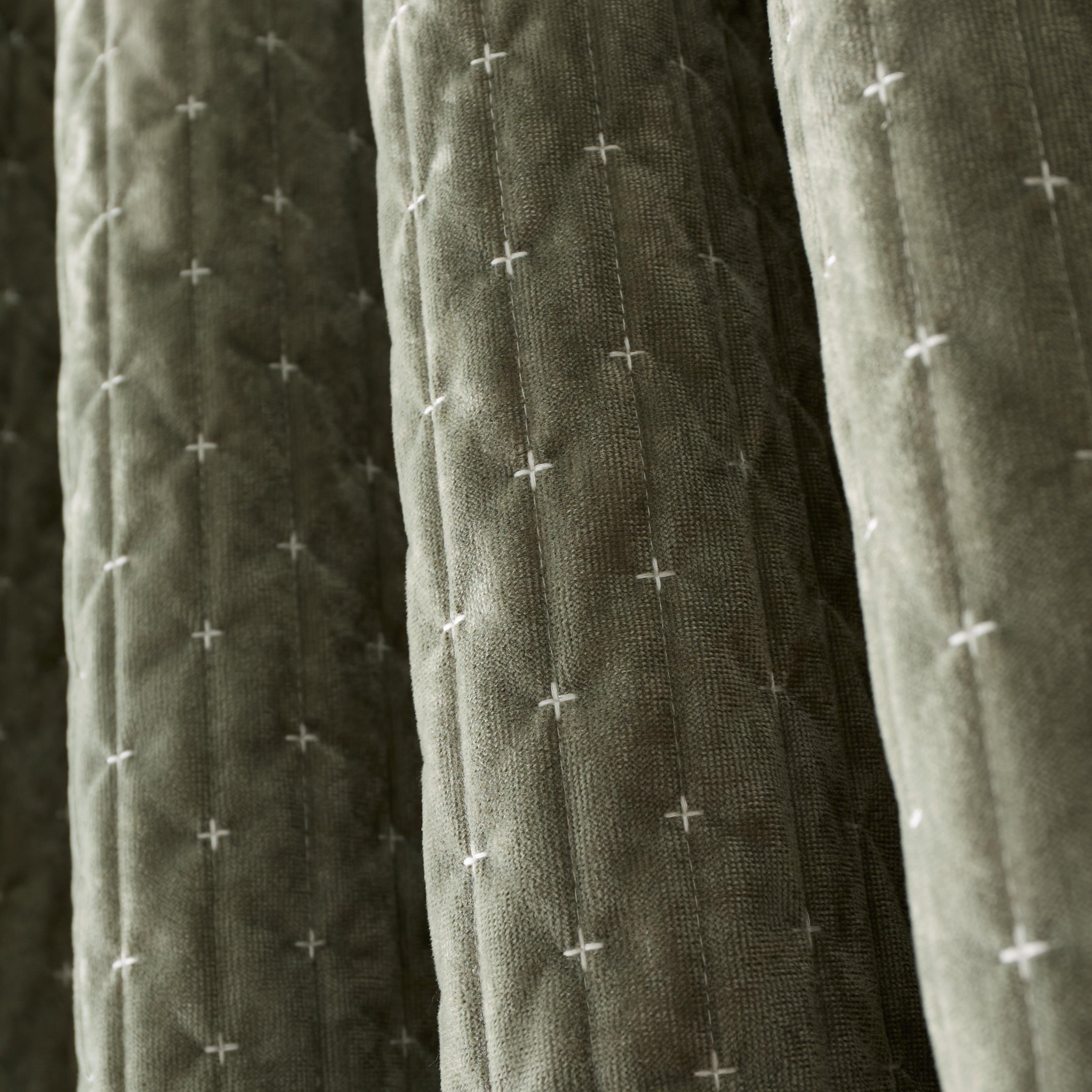 Green - Bianca - Attica Velvet Blackout Eyelet Curtains - 4
