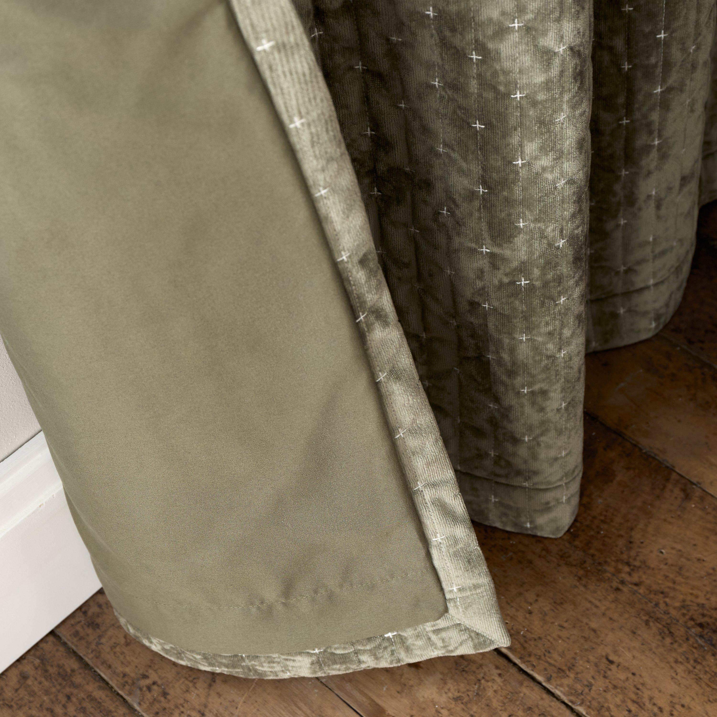 Green - Bianca - Attica Velvet Blackout Eyelet Curtains - 5