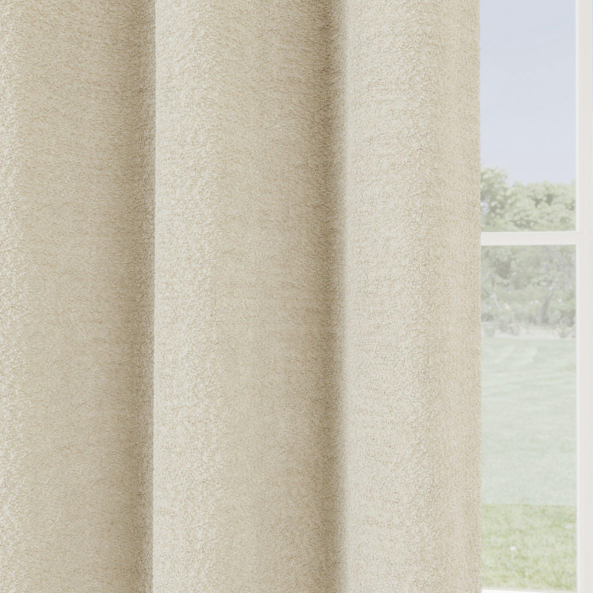 Cream - Enhanced Living - Royale Cream Boucle Room Darkening Eyelet Curtains - 2