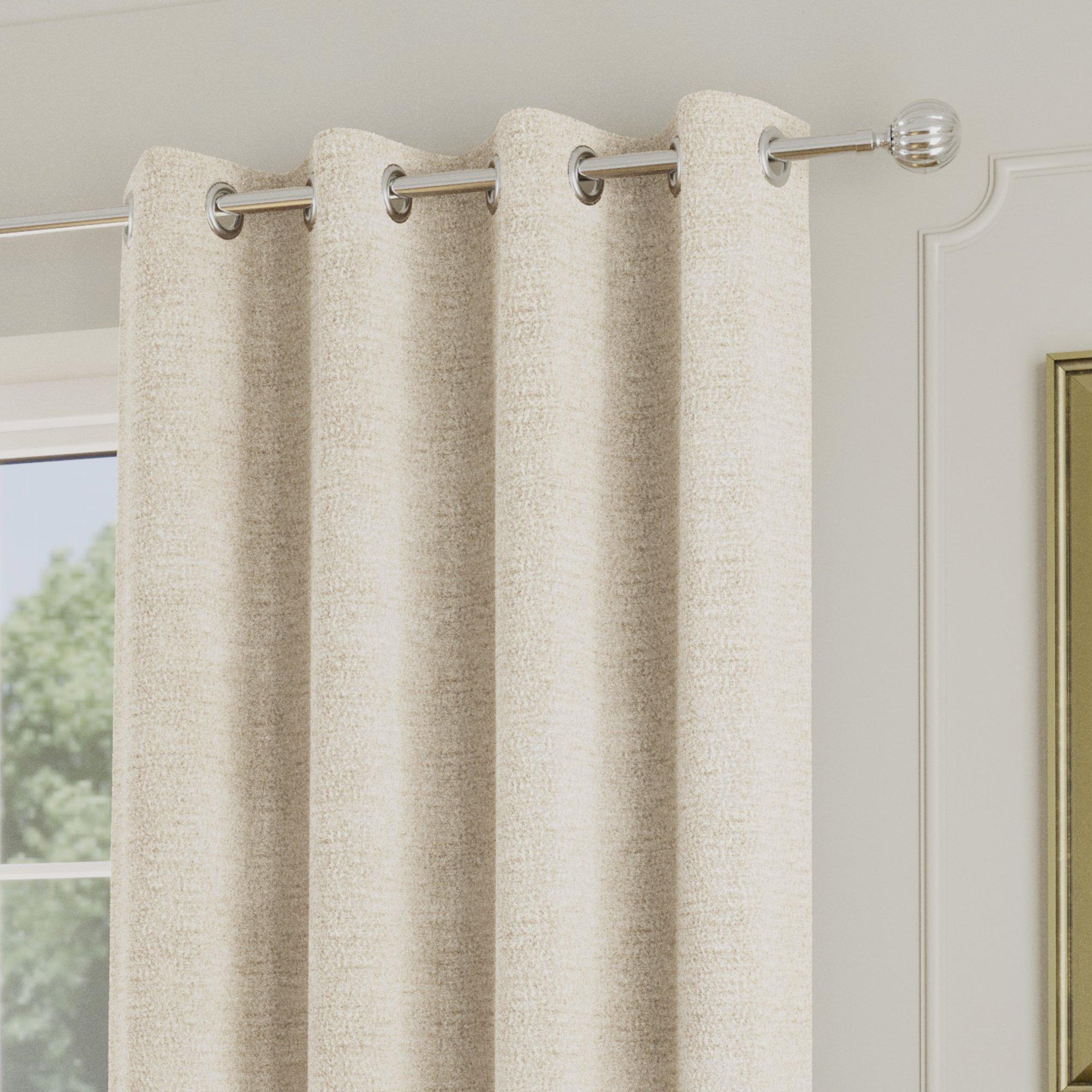 Cream - Enhanced Living - Royale Cream Boucle Room Darkening Eyelet Curtains - 3