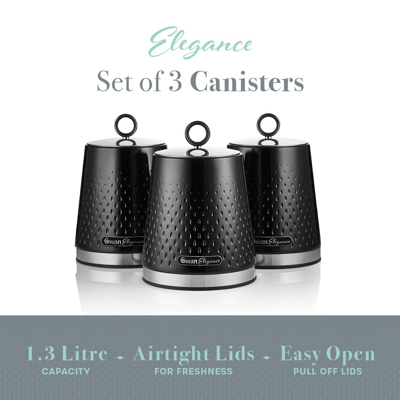 Black - Swan - Elegance Set of 3 Canisters - 2