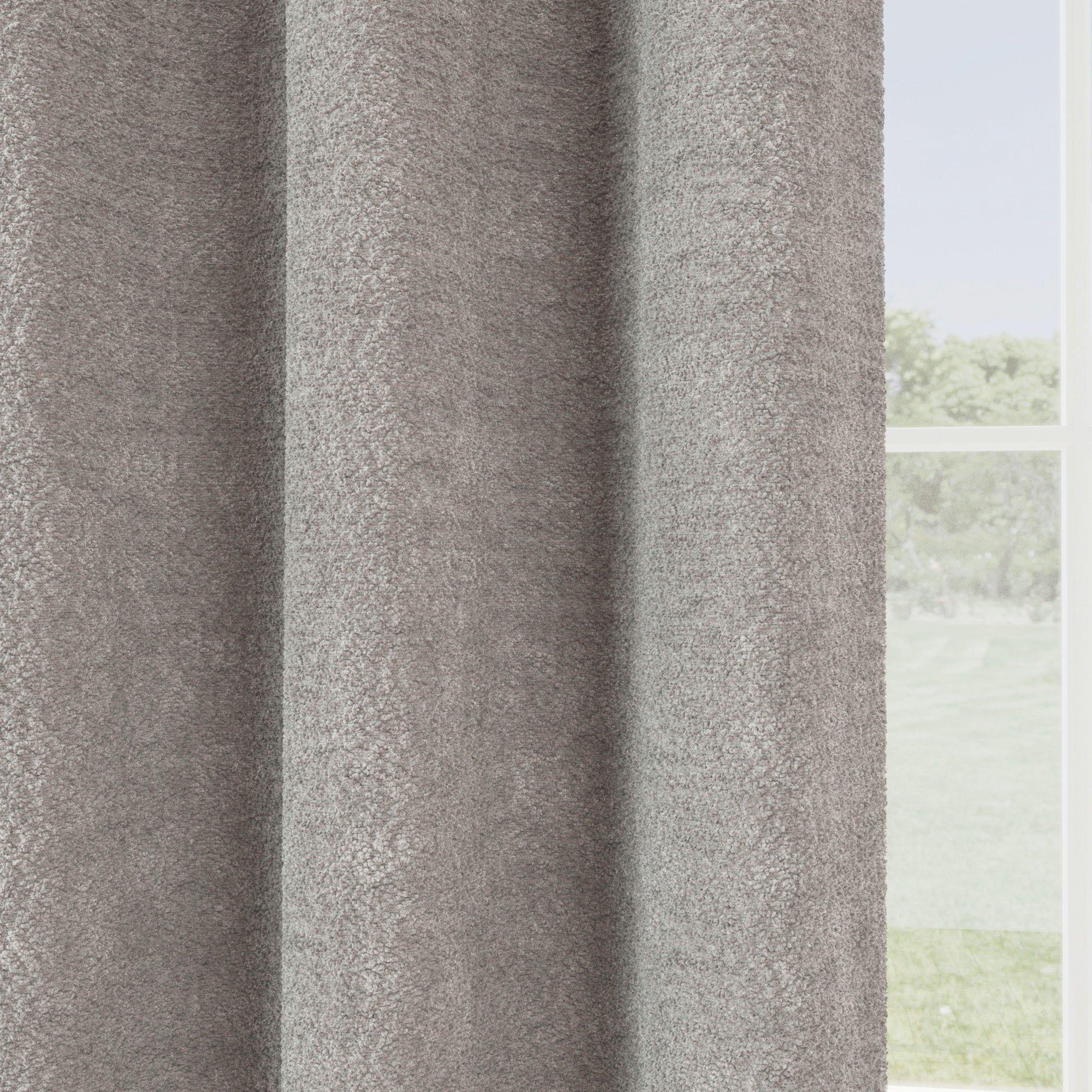 Silver - Enhanced Living - Royale Silver Boucle Room Darkening Eyelet Curtain - 2