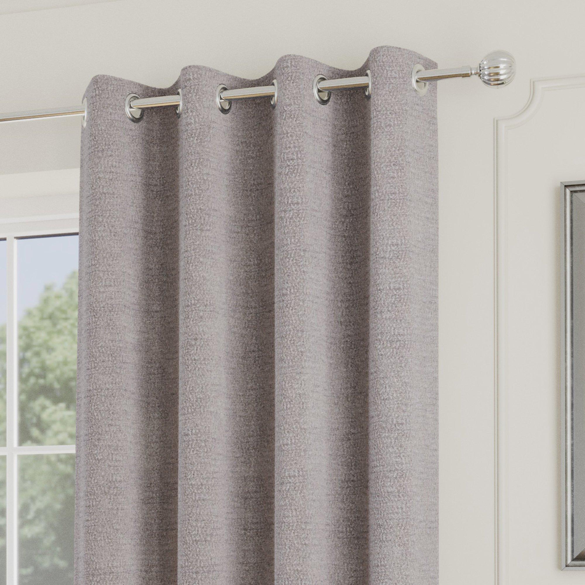 Enhanced Living Royale Silver Boucle Room Darkening Eyelet Curtain ...