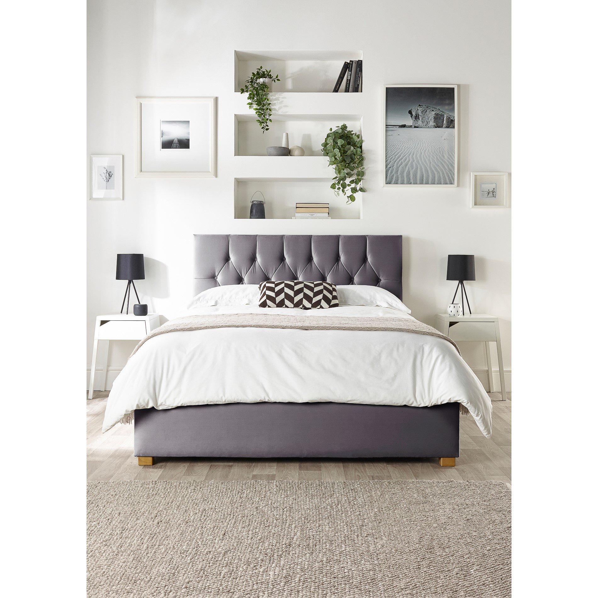 Steel - Catherine Lansfield - Boutique Ottoman Bed - 1