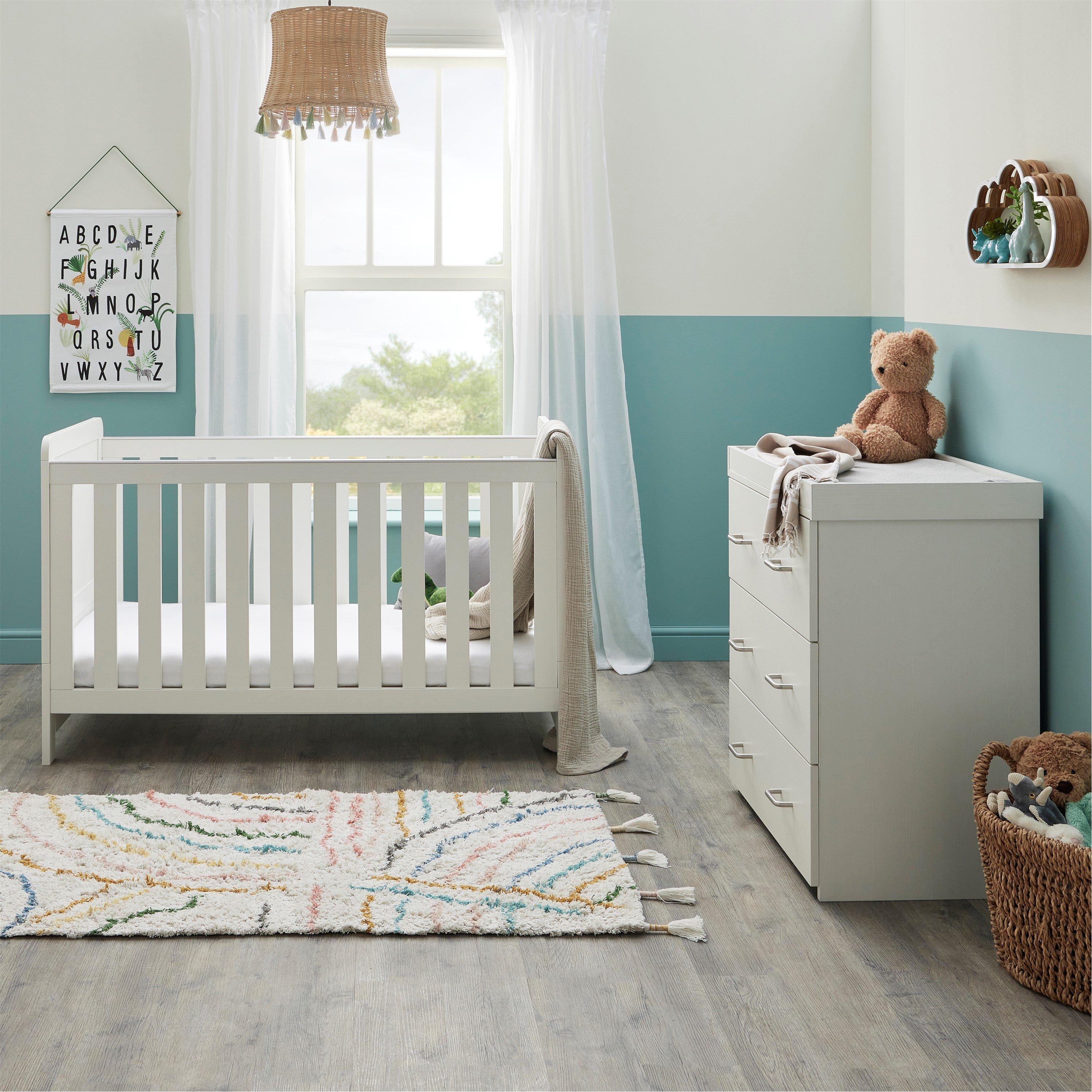 White Wash - Babymore - Caro 2 Piece Nursery Room Set - White Wash - 3
