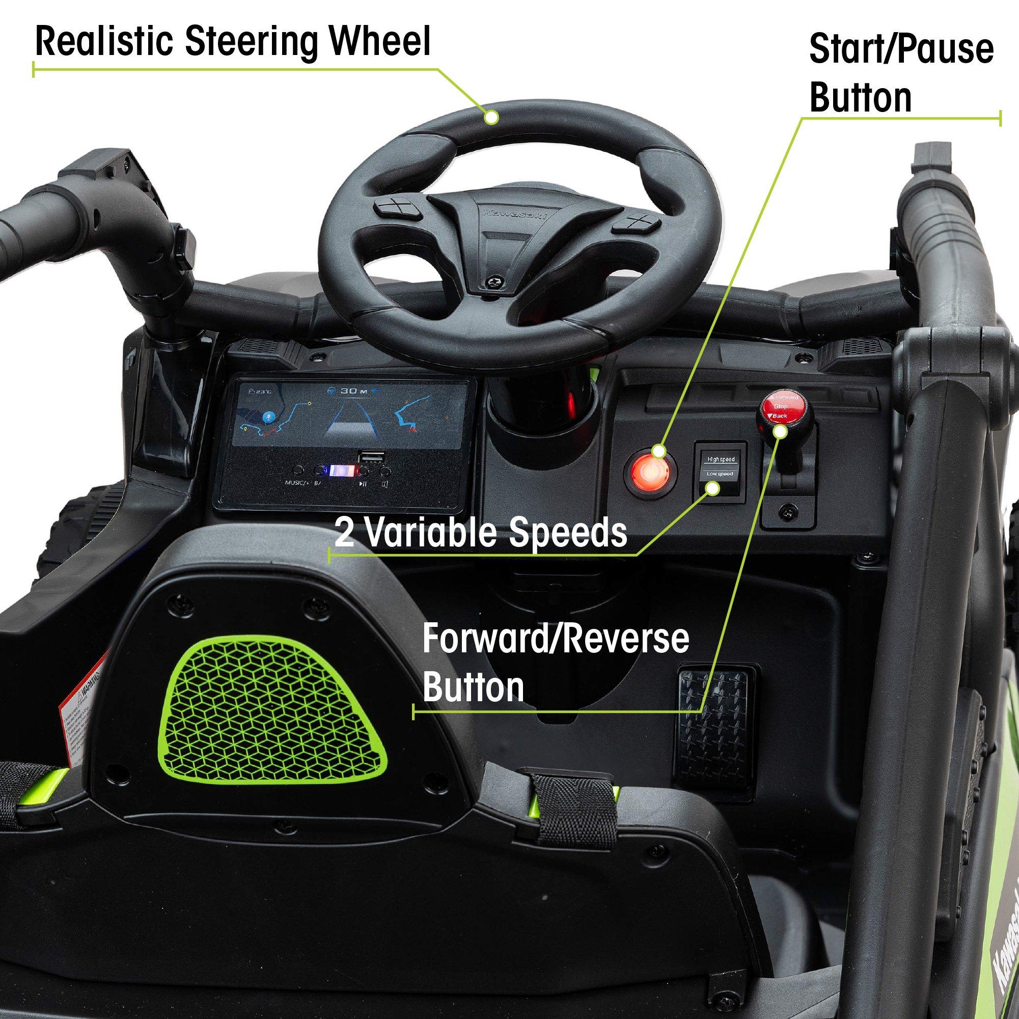 Black And Green - Xootz - Kawasaki KRX 1000 12v Ride On-Black/Green - 6