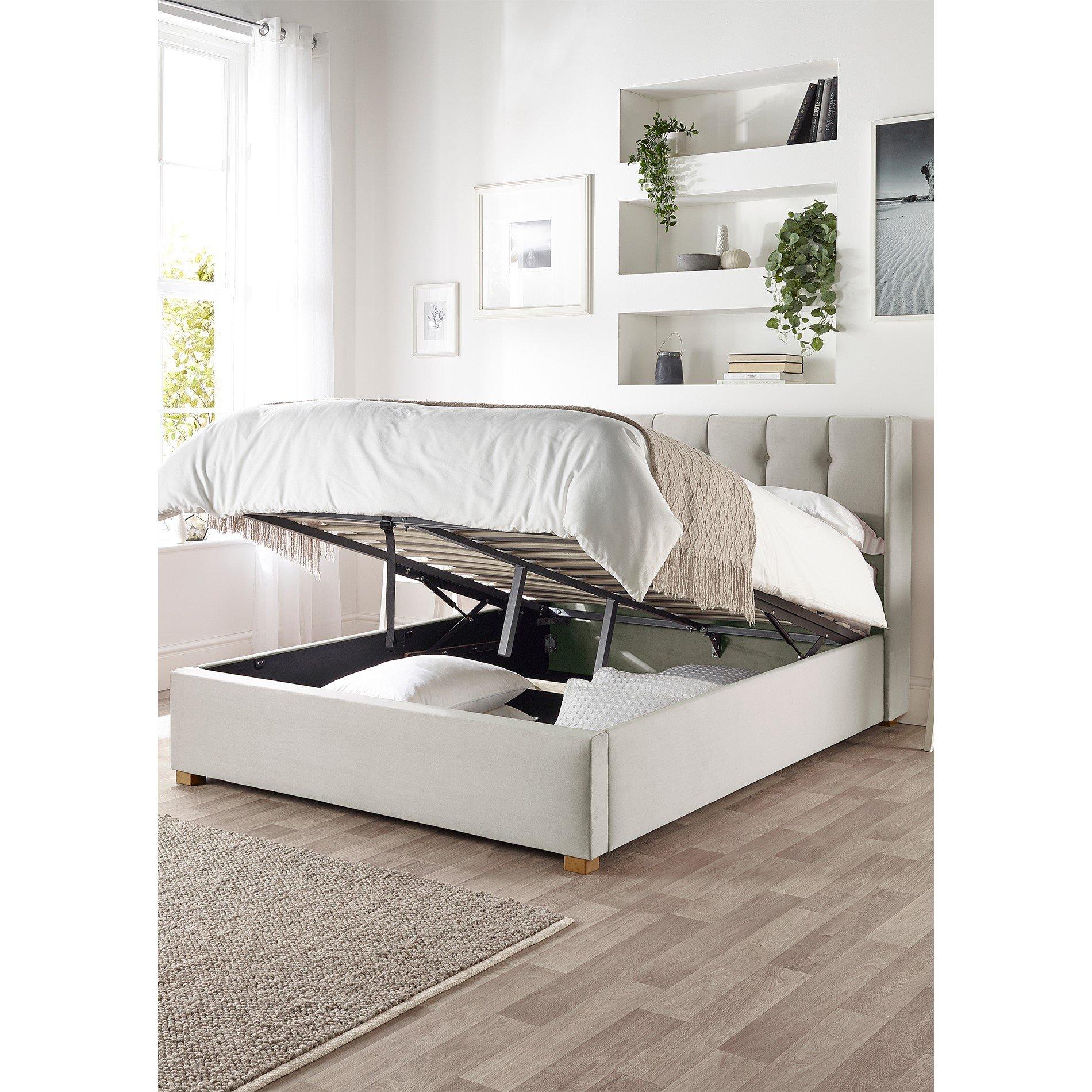 Light Silver - Catherine Lansfield - Catherine Lansfield Utopia Ottoman Wing Bed - 3