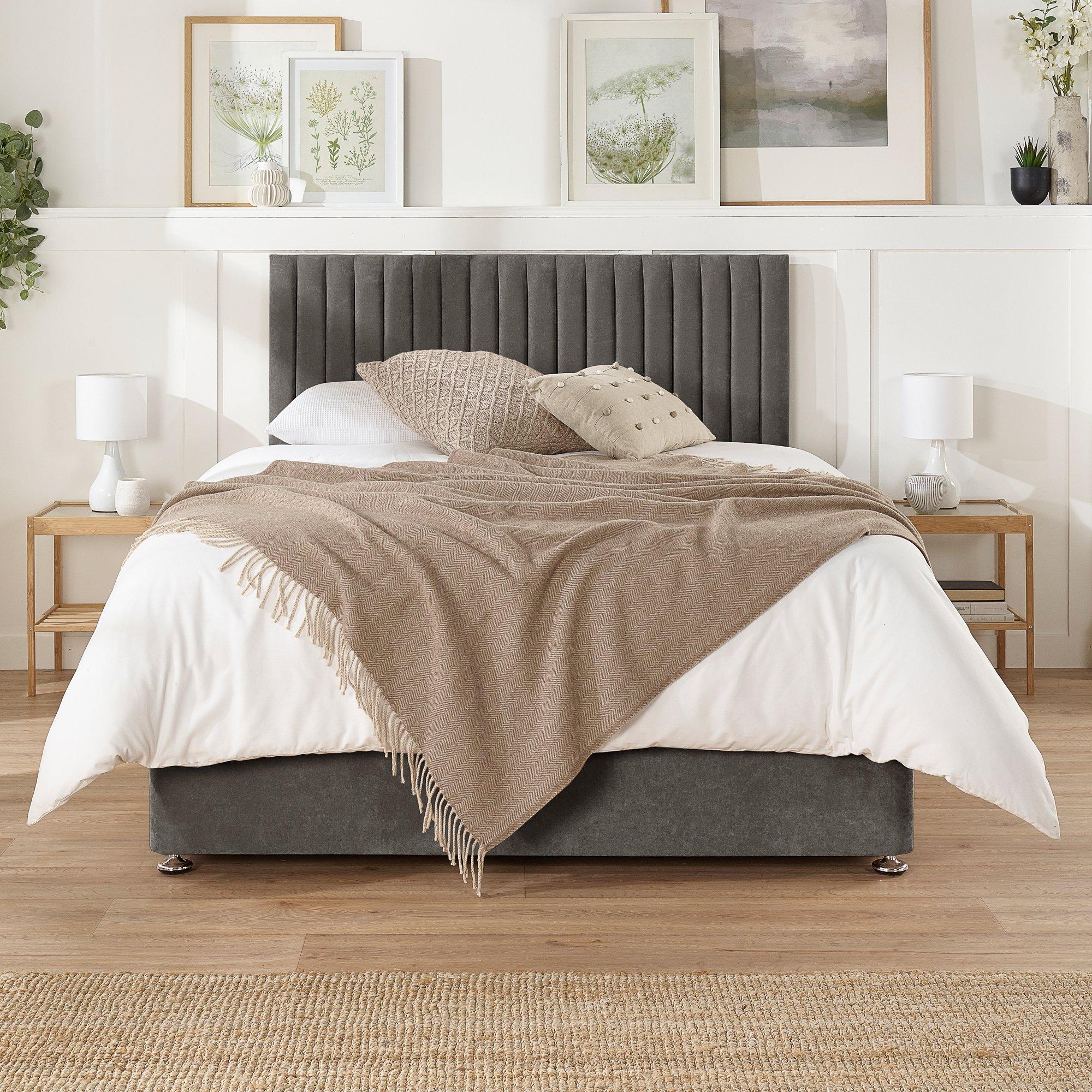 Aspire  Grant Divan With Mattress 2 Drawers - Slate - Single