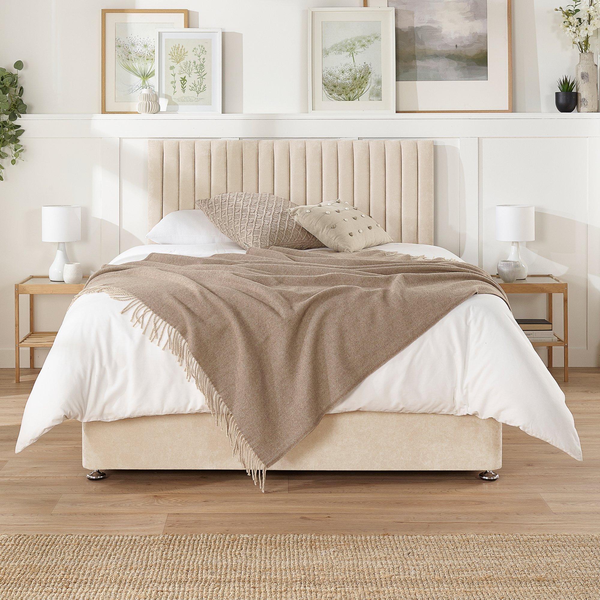 Aspire  Grant Divan With Mattress 2 Drawers - Cream - Small Doub