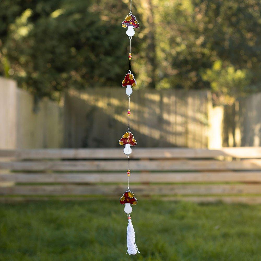 Something Different  String Of Mushroom Suncatchers - Red