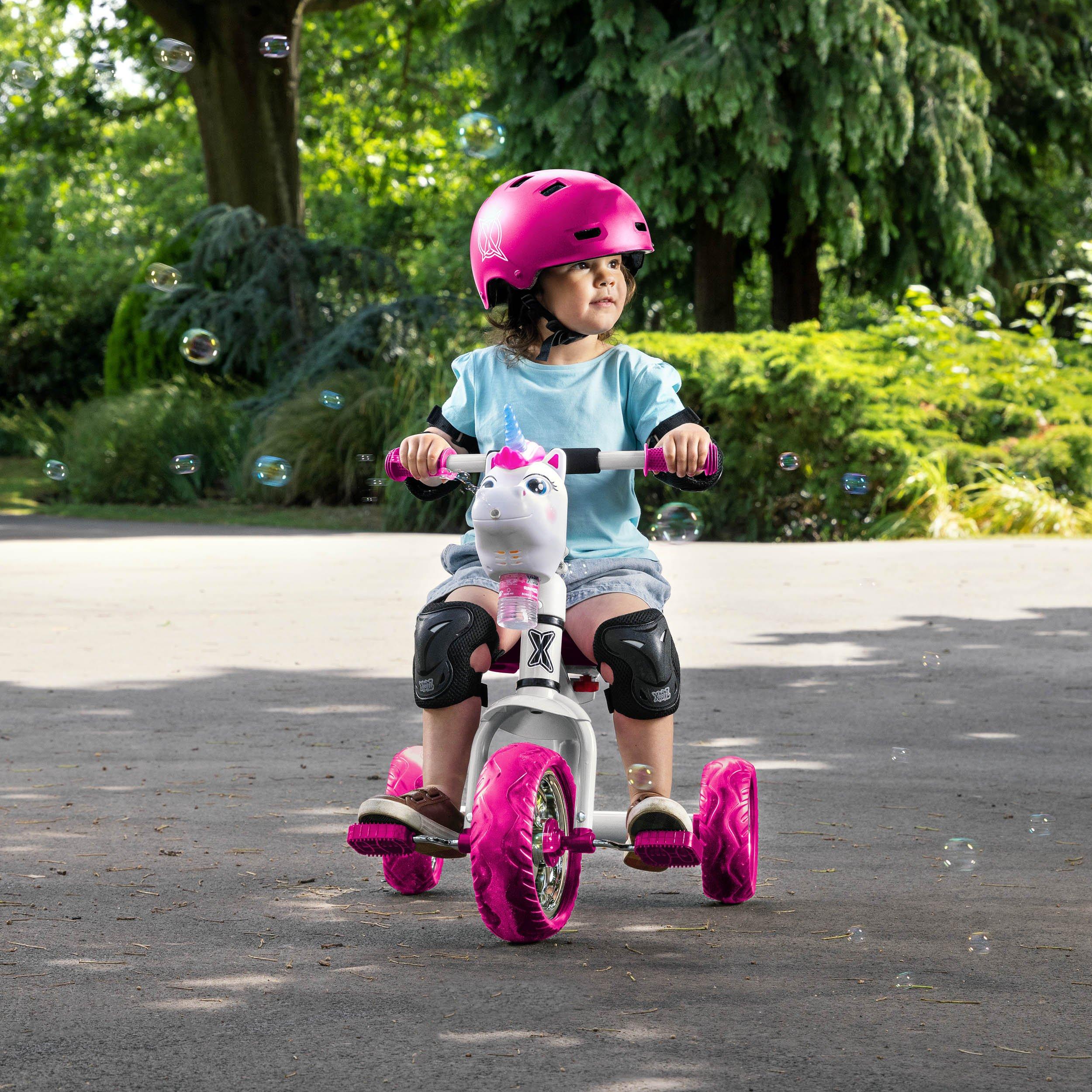 White And Pink - Xootz - Unicorn Bubble Go Trike - White - 1