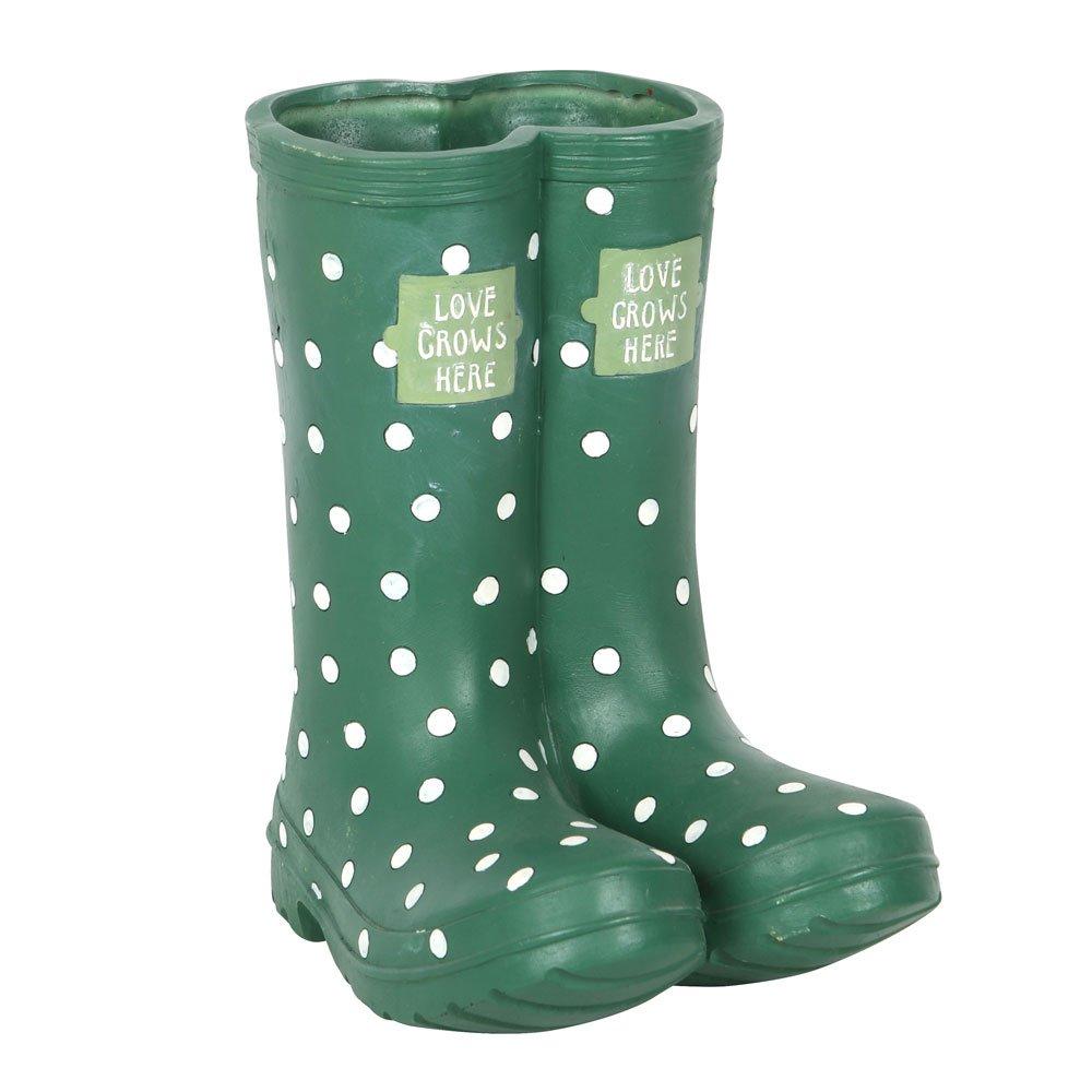 Green - Something Different - Dark Green Welly Boot Planter - 2