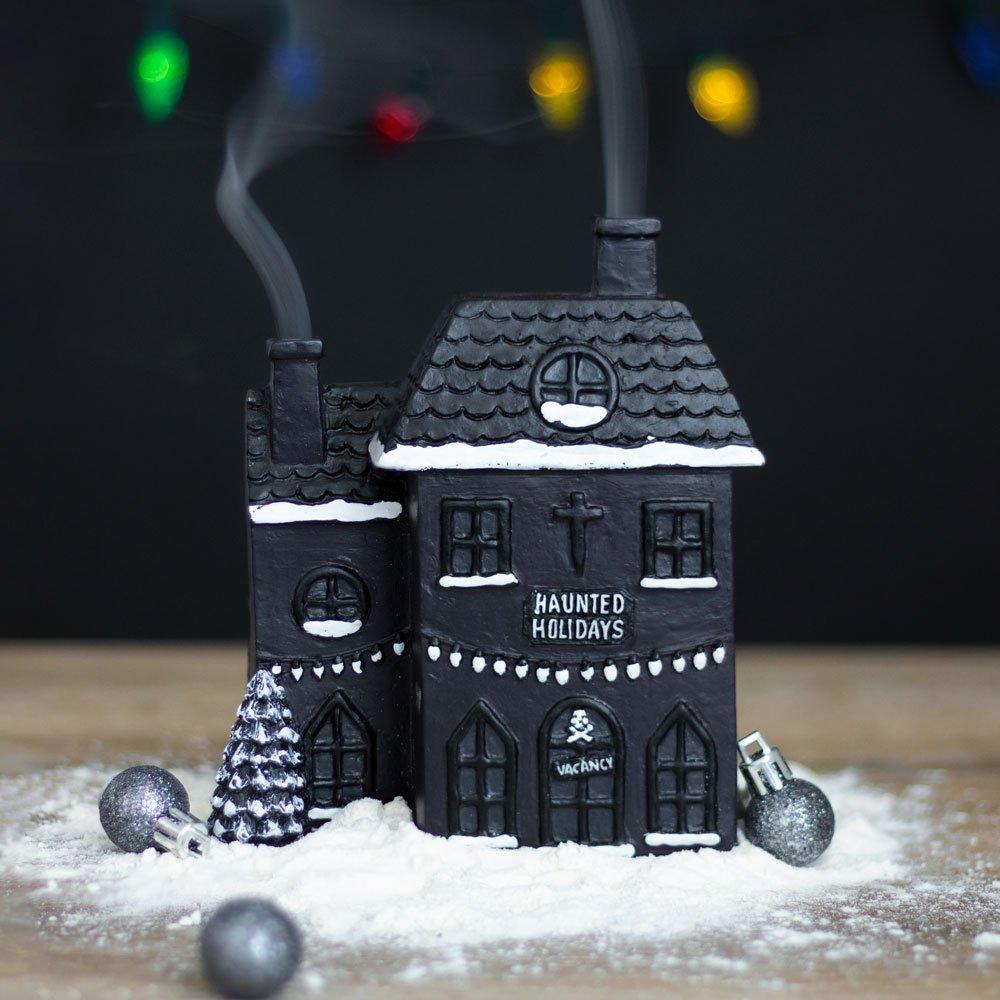 Something Different  Haunted Holiday House Incense Cone Burner - Black