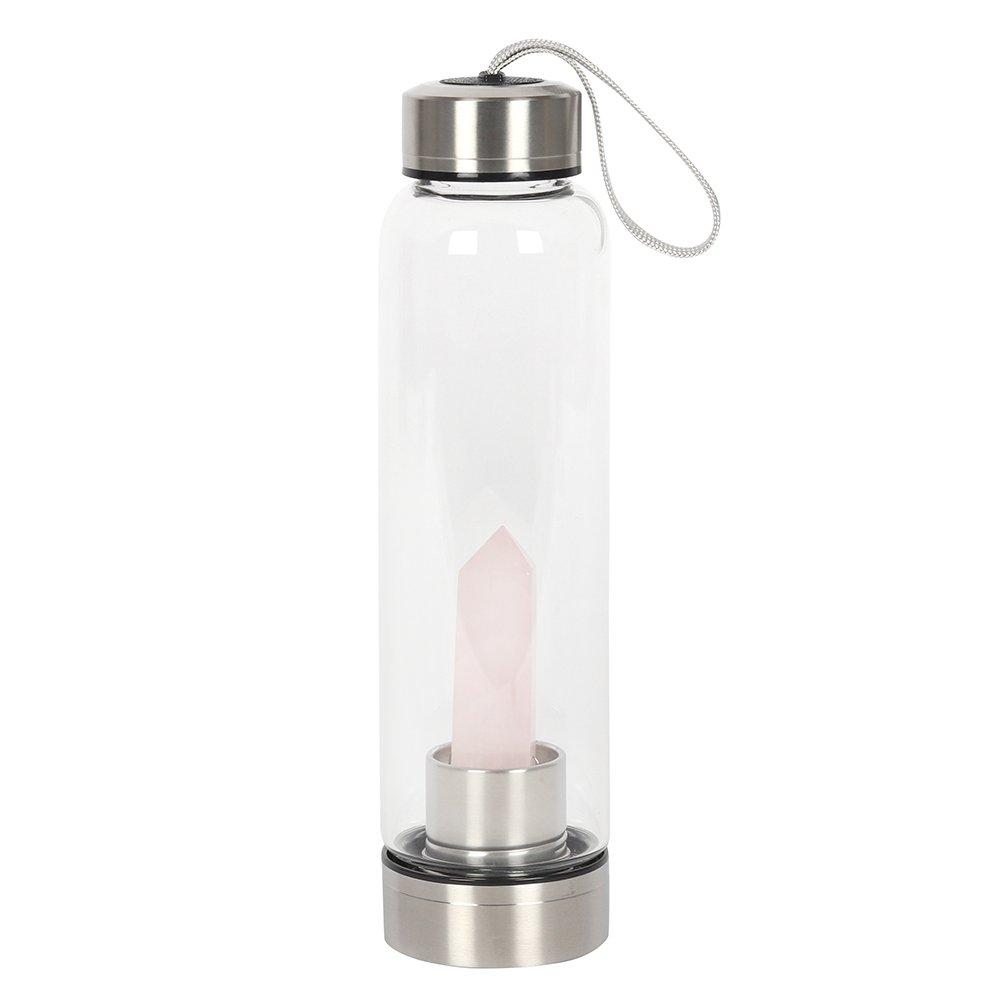 Something Different  Rose Quartz Purifying Glass Water Bottle - Clear