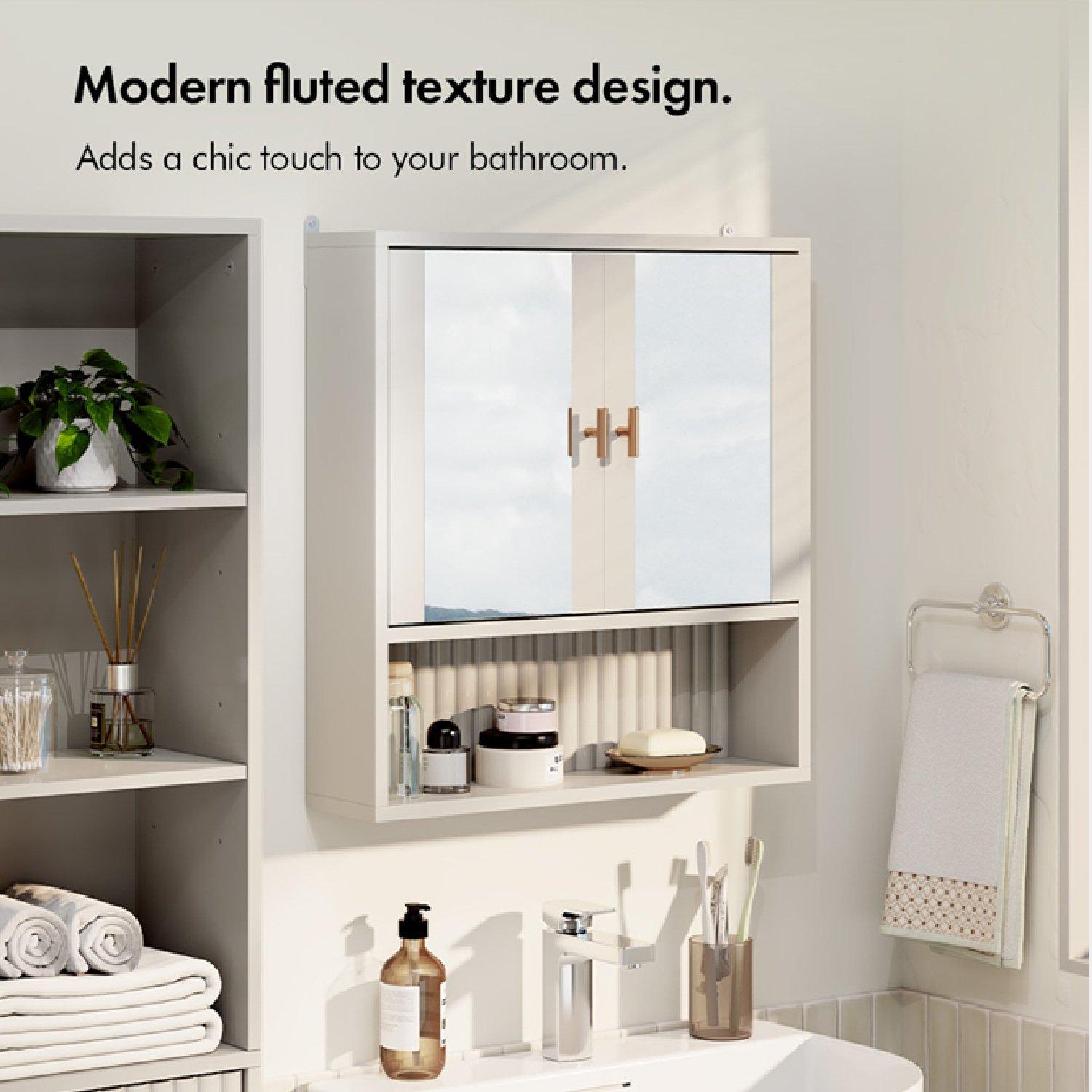 Beige - VonHaus - Bathroom Mirror Cabinet - 2