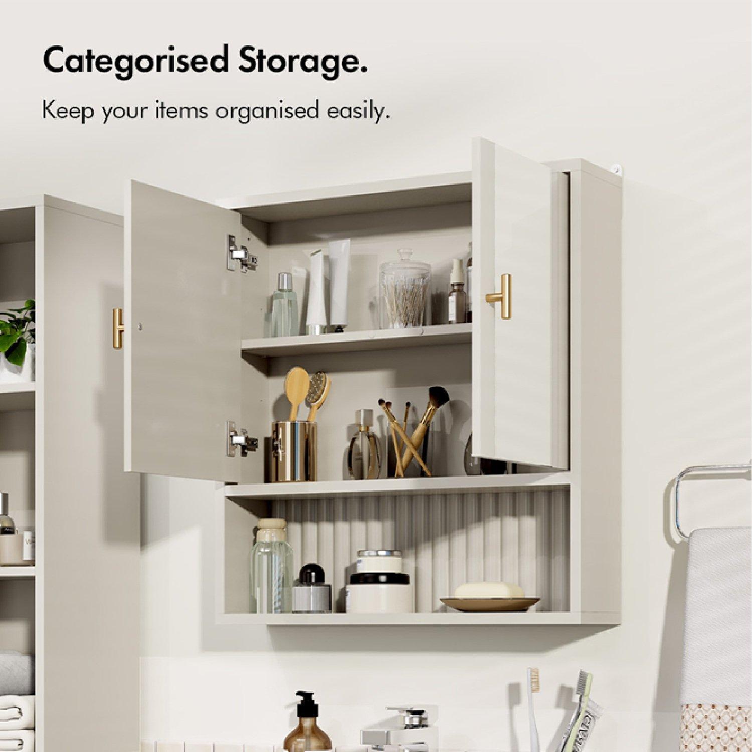 Beige - VonHaus - Bathroom Mirror Cabinet - 3