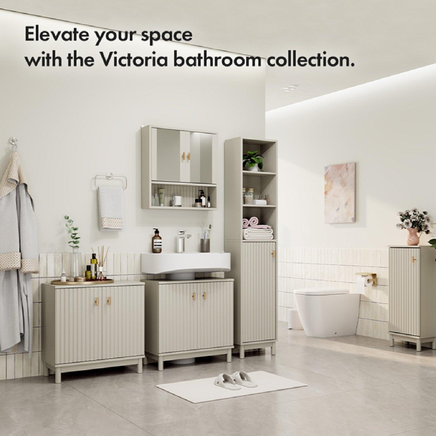 Beige - VonHaus - Bathroom Mirror Cabinet - 5