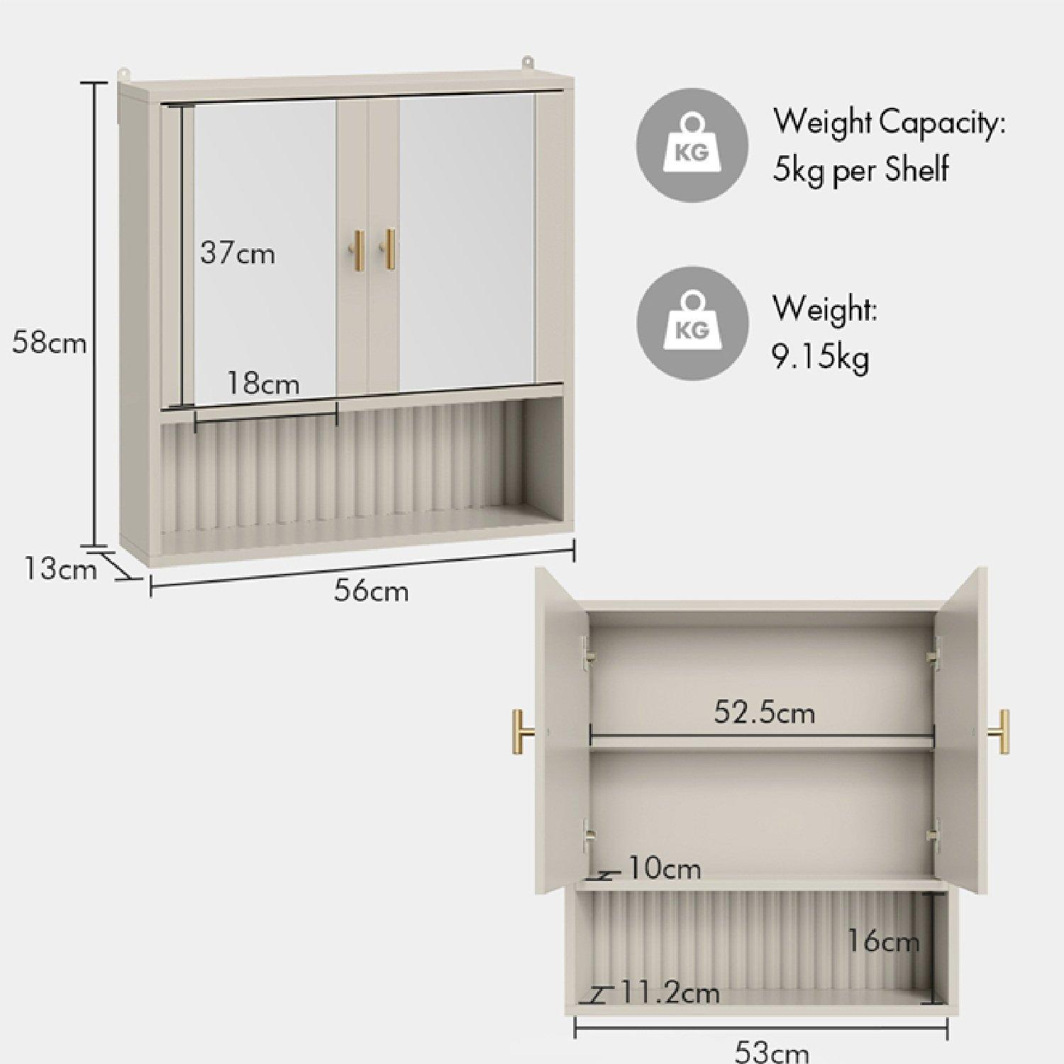 Beige - VonHaus - Bathroom Mirror Cabinet - 7