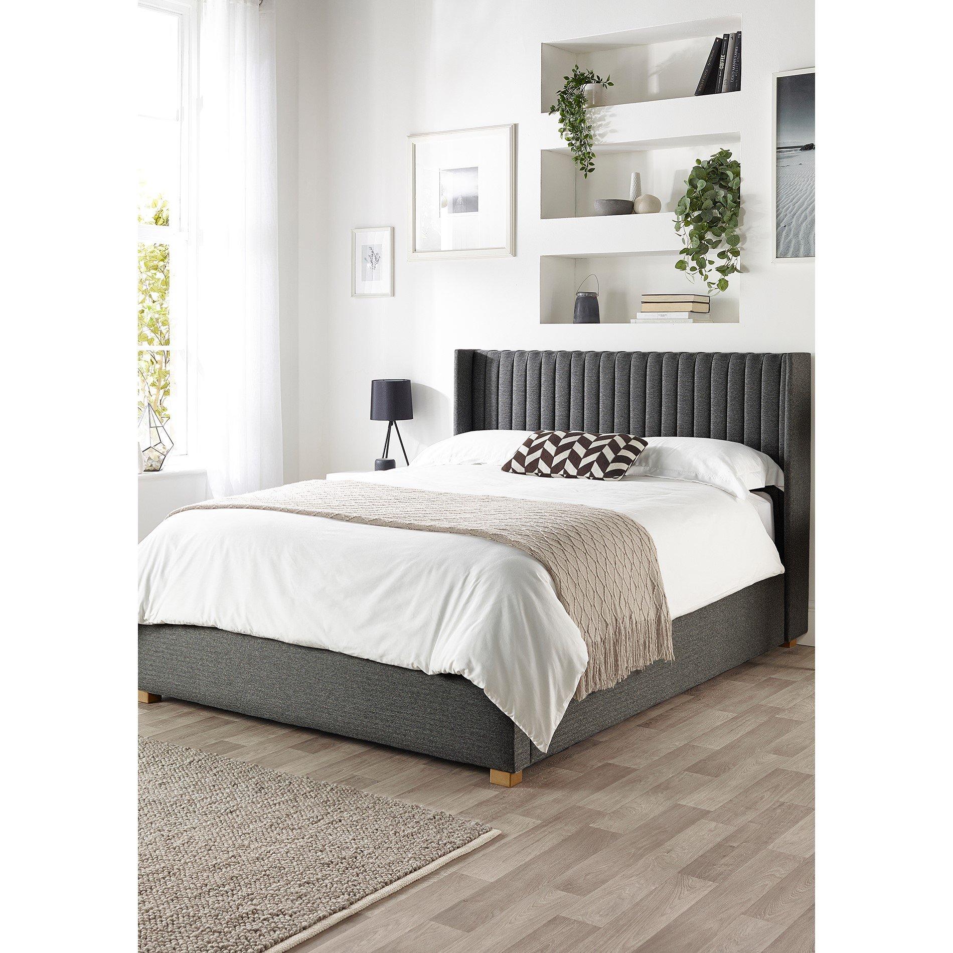 Catherine Lansfield  Soho Ottoman Wing Bed - Charcoal - Double