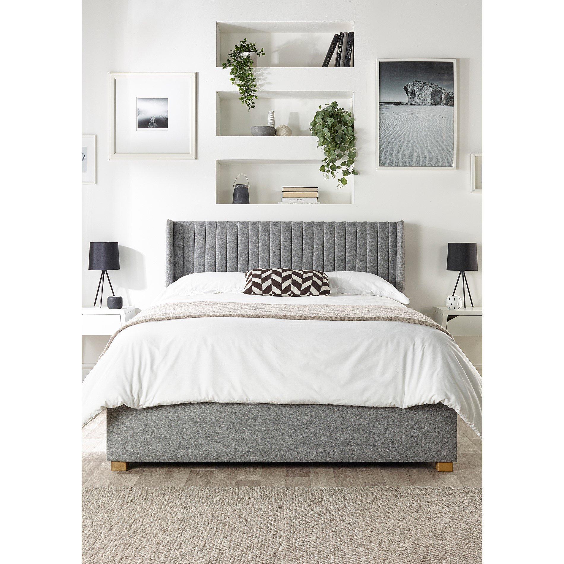 Catherine Lansfield  Soho Ottoman Wing Bed - Grey - King