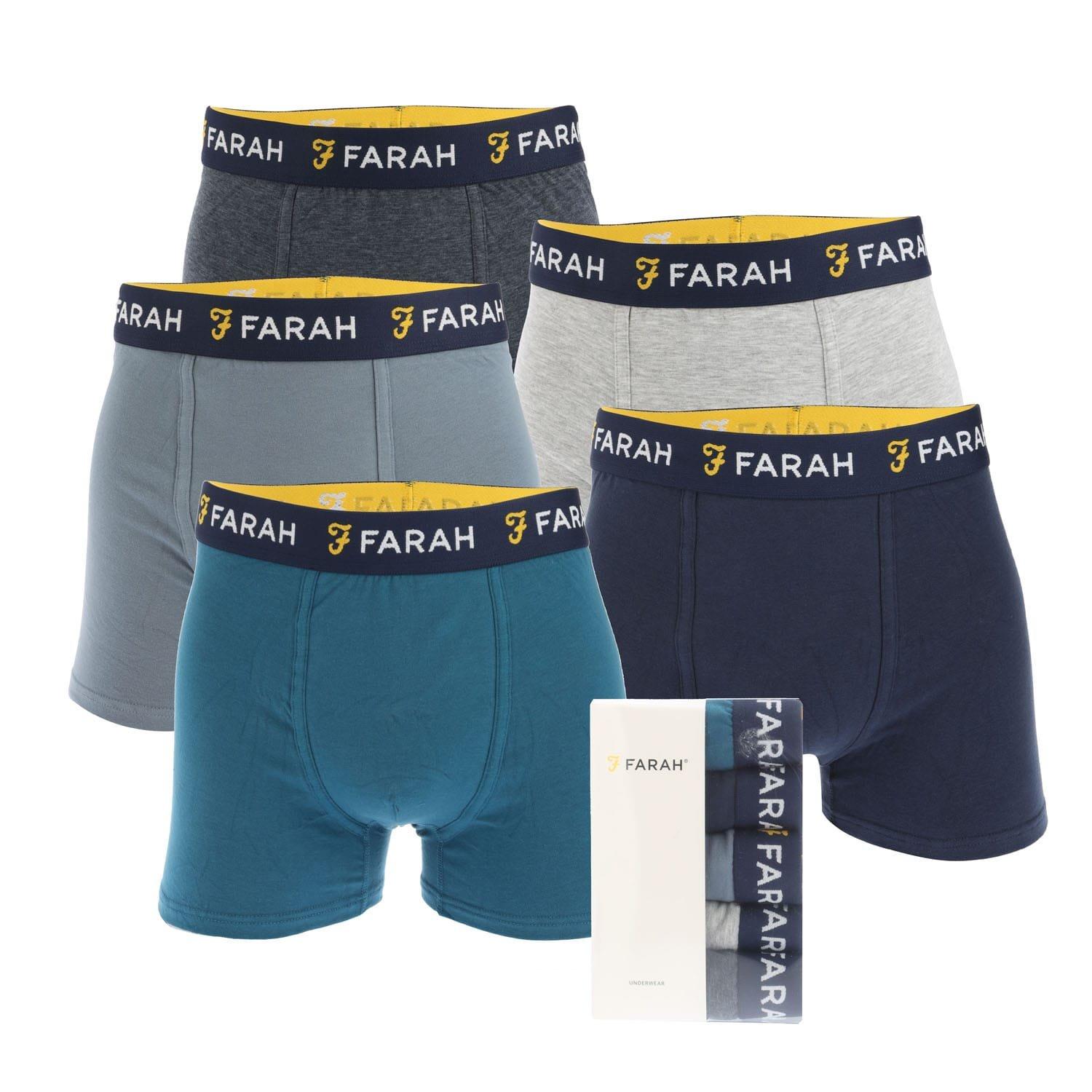 Navy Grey - Farah - Darrick 5 Pack Boxer Shorts