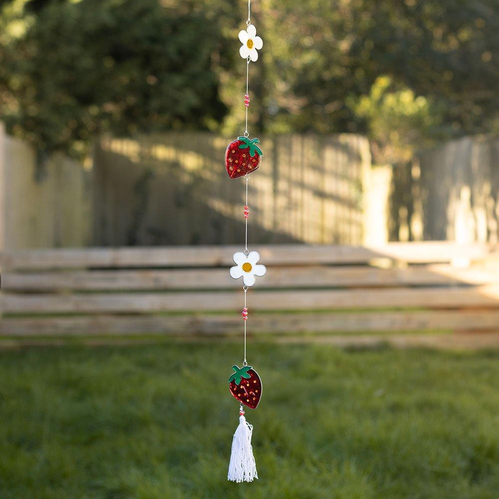 Something Different  String Of Daisy And Strawberry Suncatchers - White