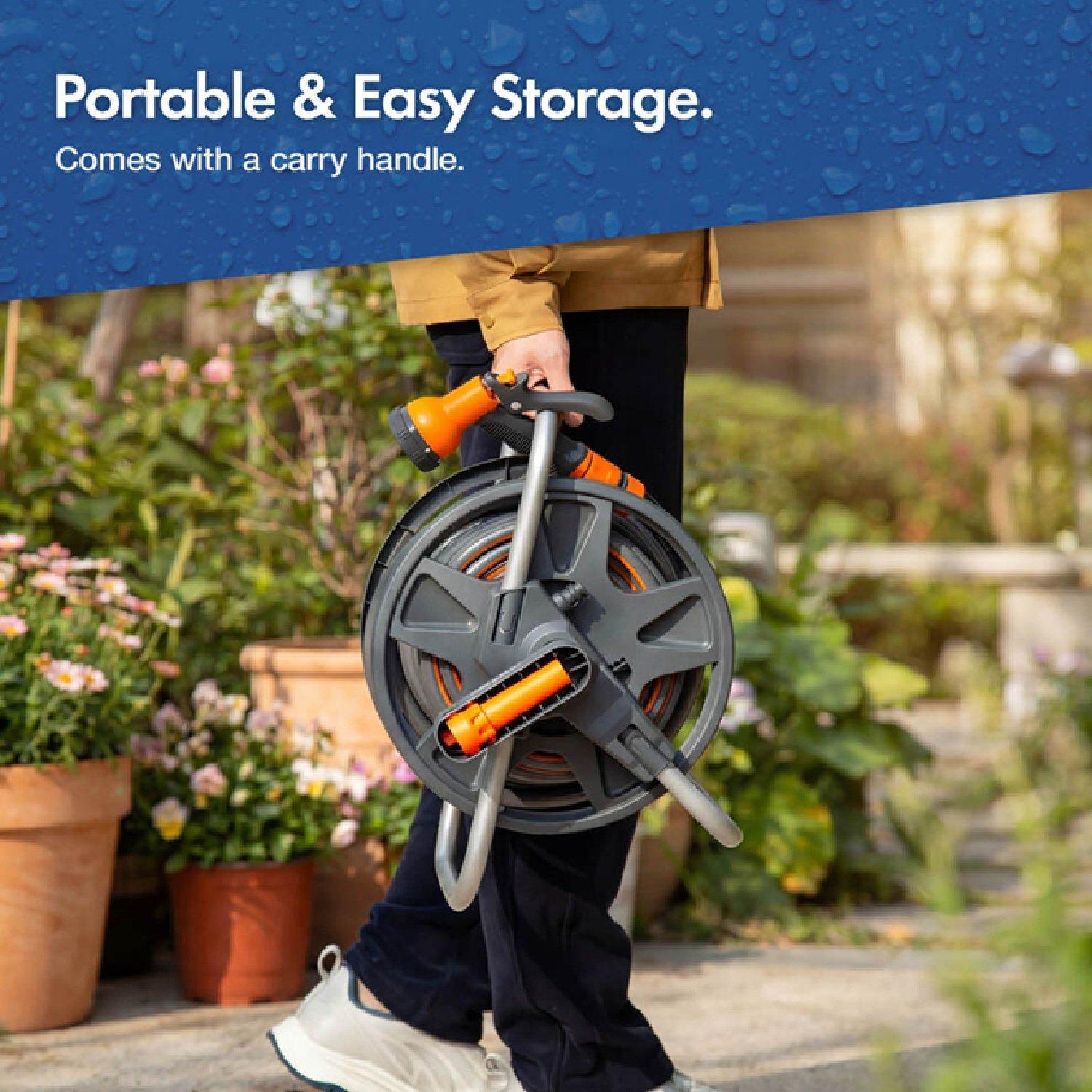 Orange - VonHaus - Garden Hose Reel - 25m - 3